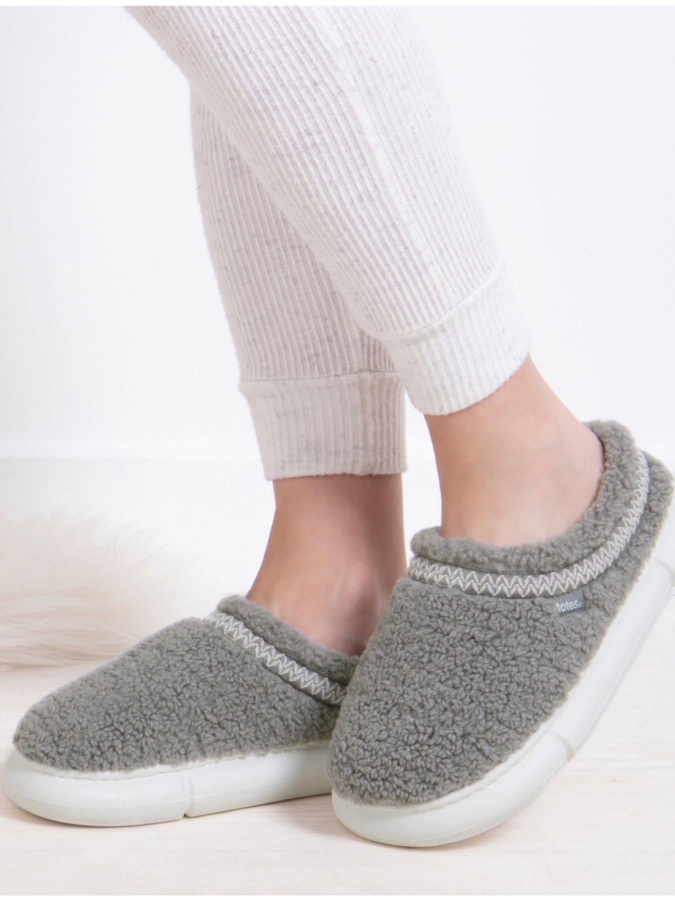  image of totes-icon-borg-cloud-swept-back-mule-slippers-grey