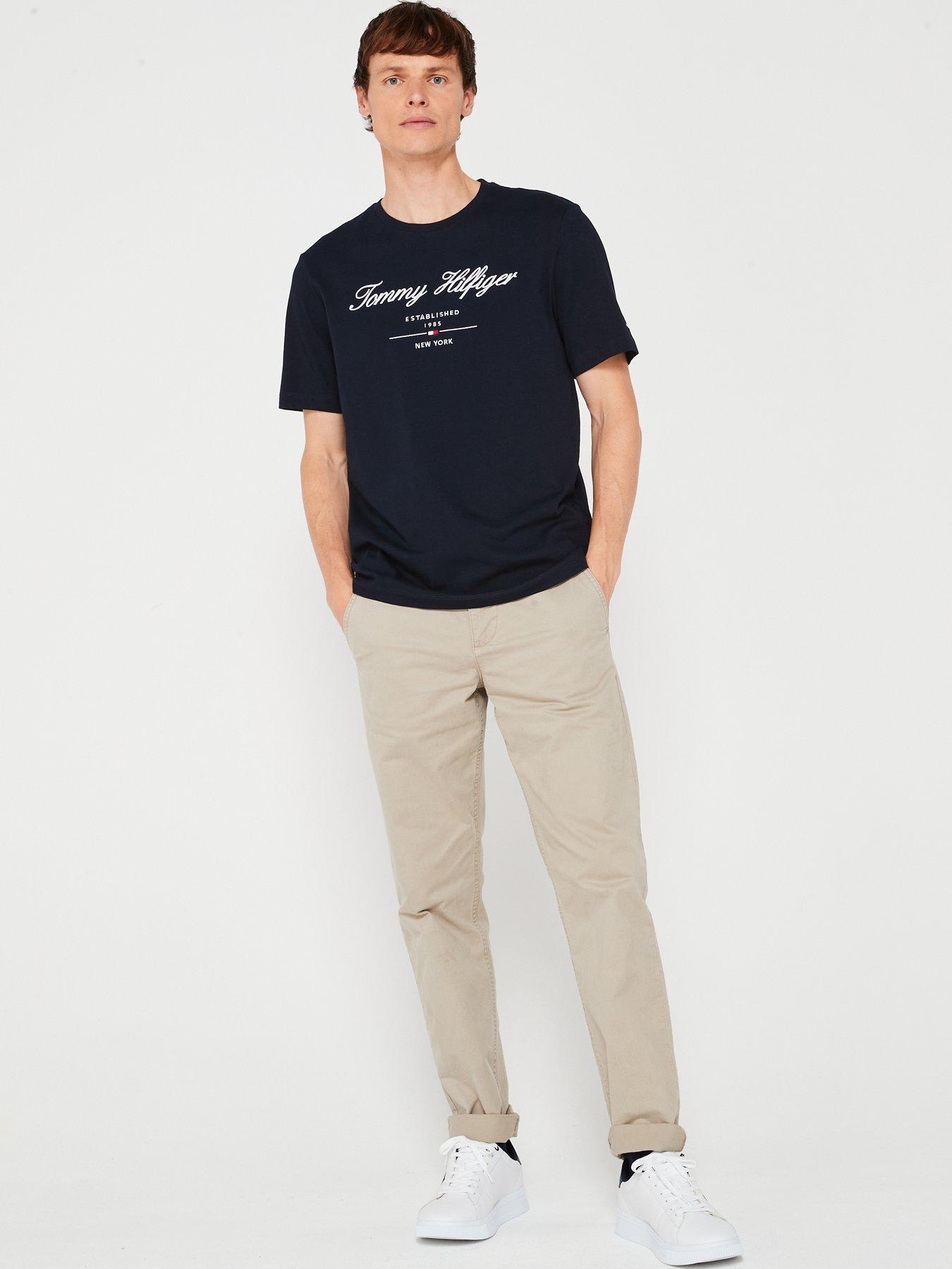  image of tommy-hilfiger-regular-fit-embroided-script-logo-t-shirt-navy