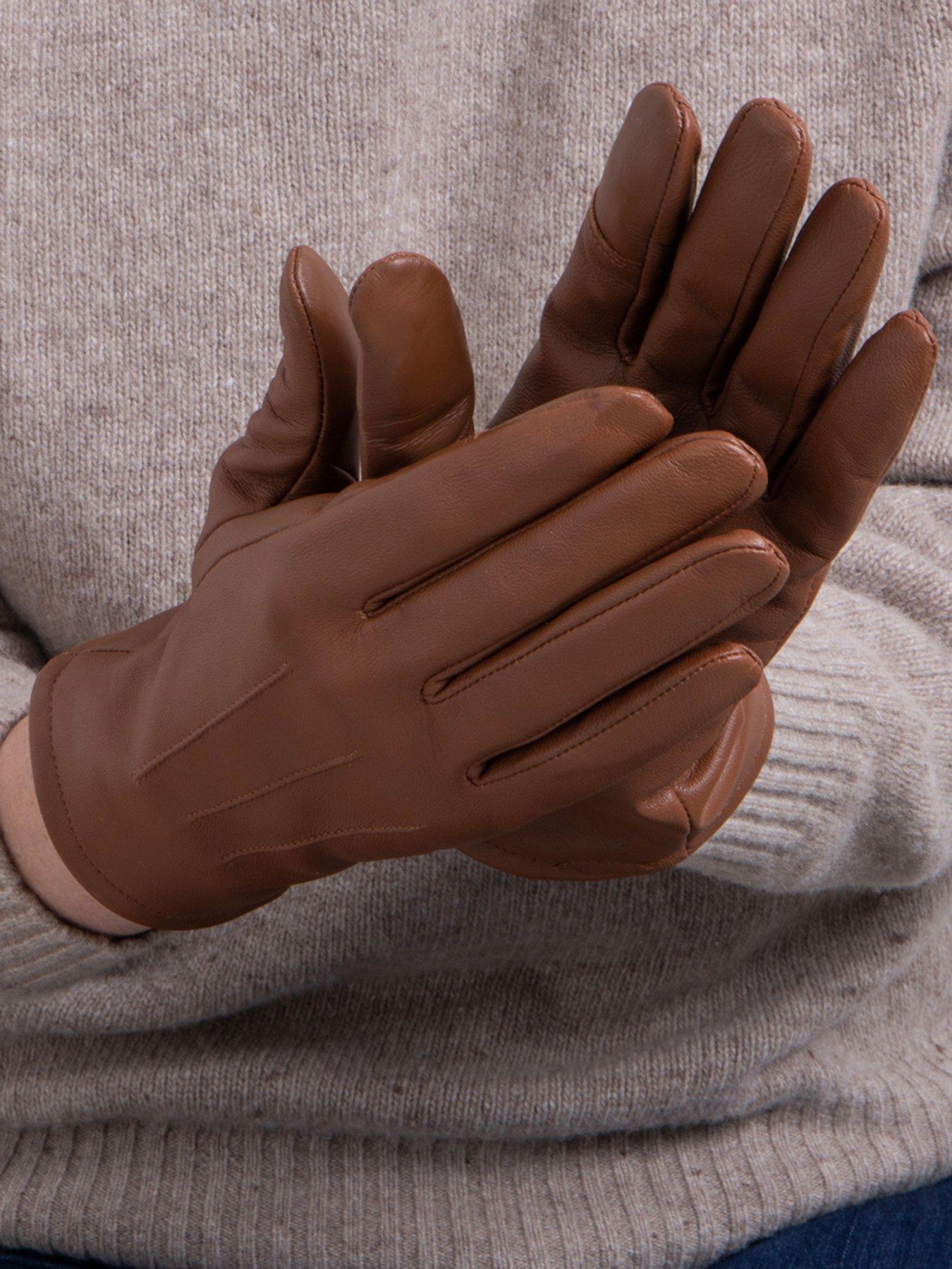  image of totes-isotoner-3-point-st-leather-gloves-tan