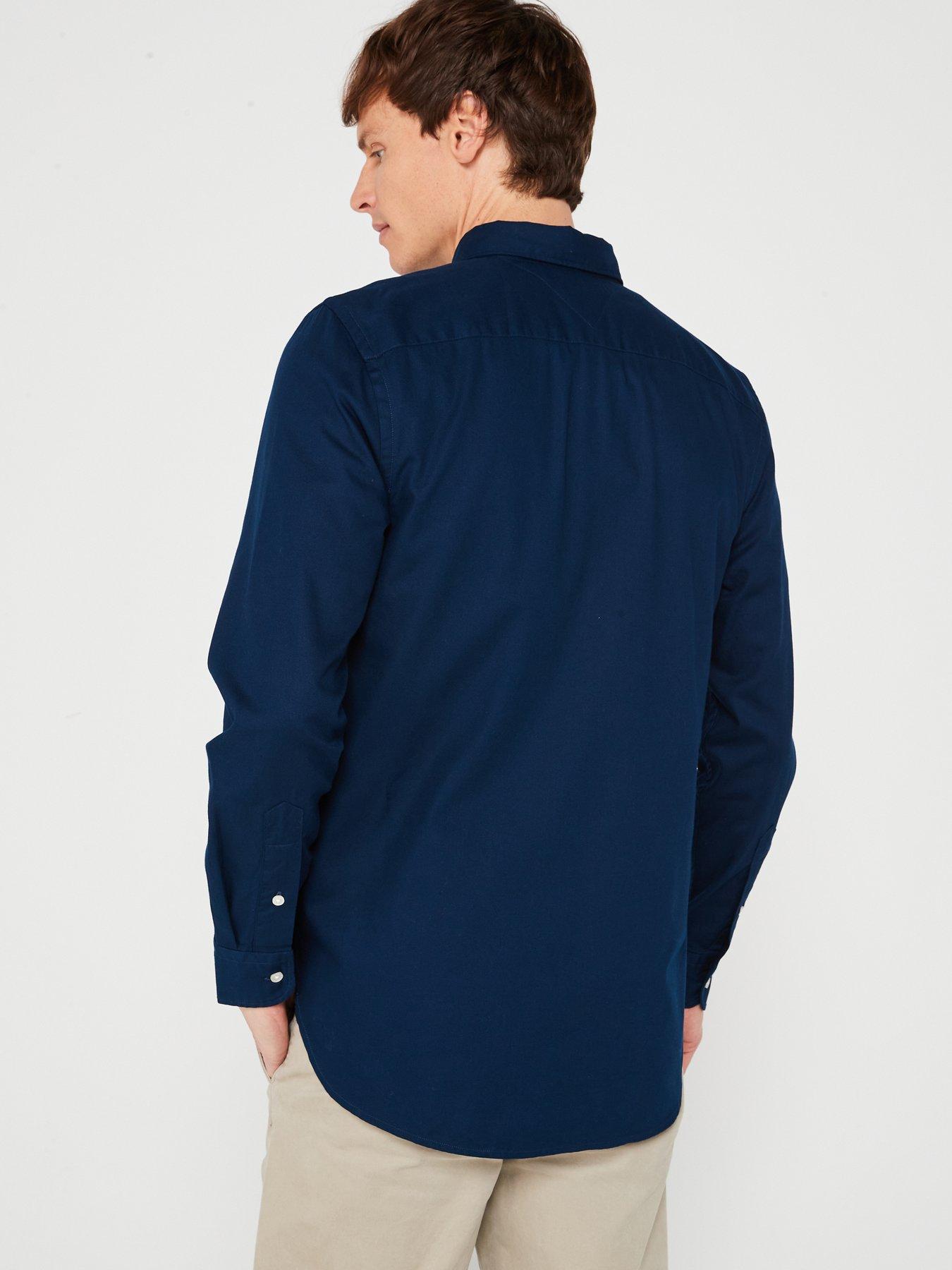  image of tommy-hilfiger-slim-fit-flex-dobby-flag-logo-shirt-navy