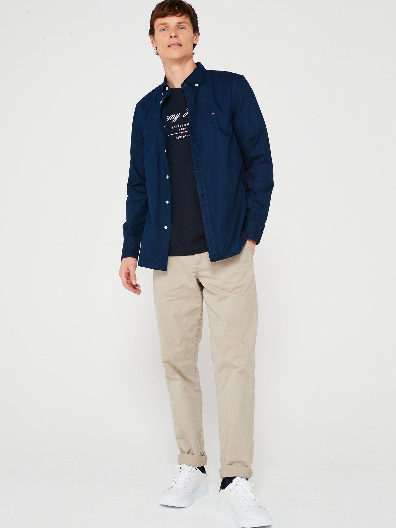  image of tommy-hilfiger-slim-fit-flex-dobby-flag-logo-shirt-navy