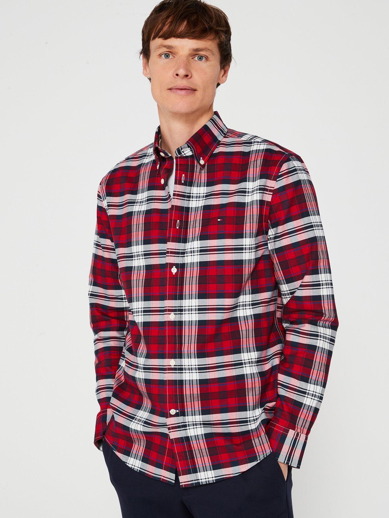  image of tommy-hilfiger-regular-fit-heritage-plaid-oxford-shirt-red