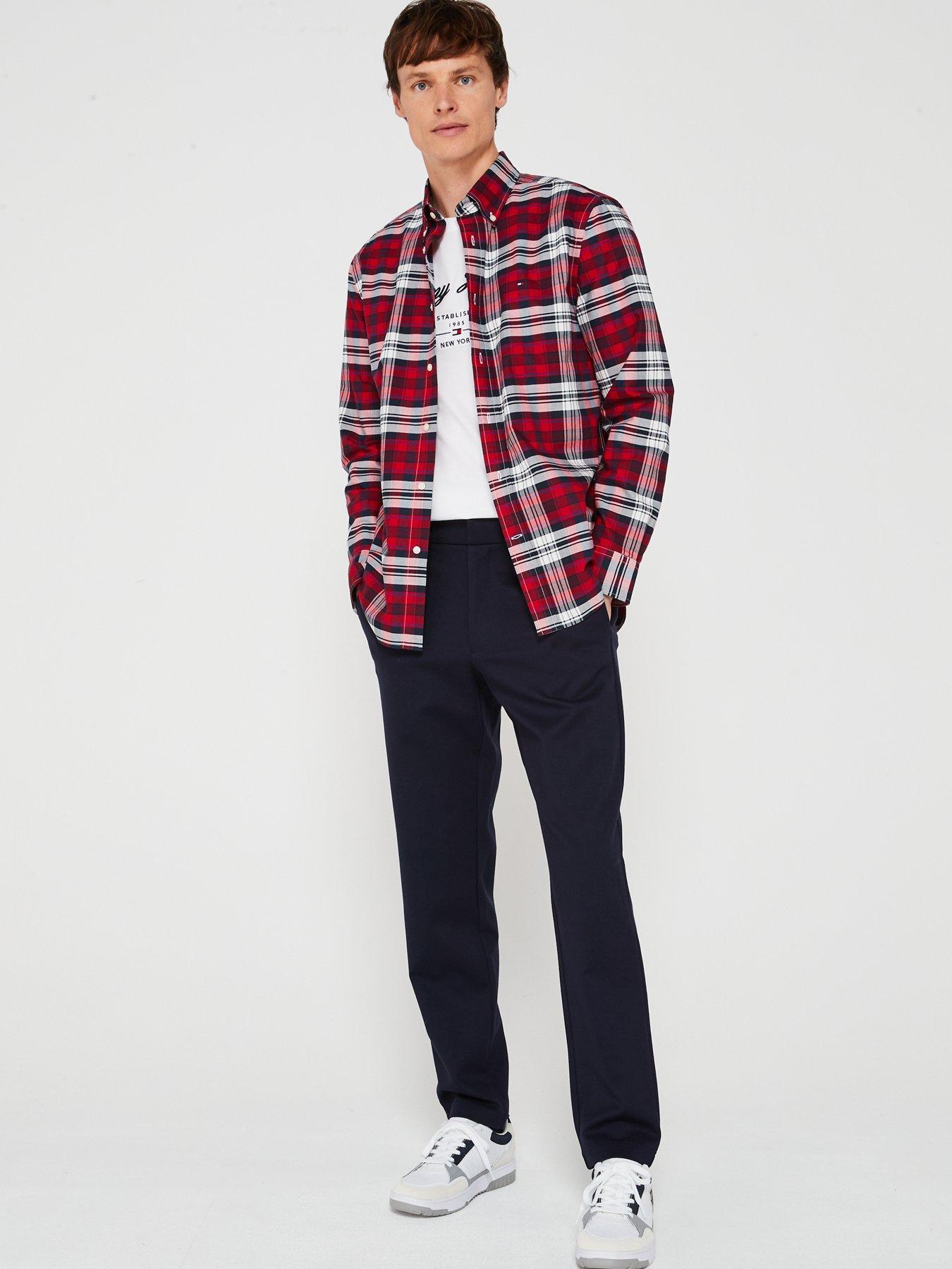  image of tommy-hilfiger-regular-fit-heritage-plaid-oxford-shirt-red