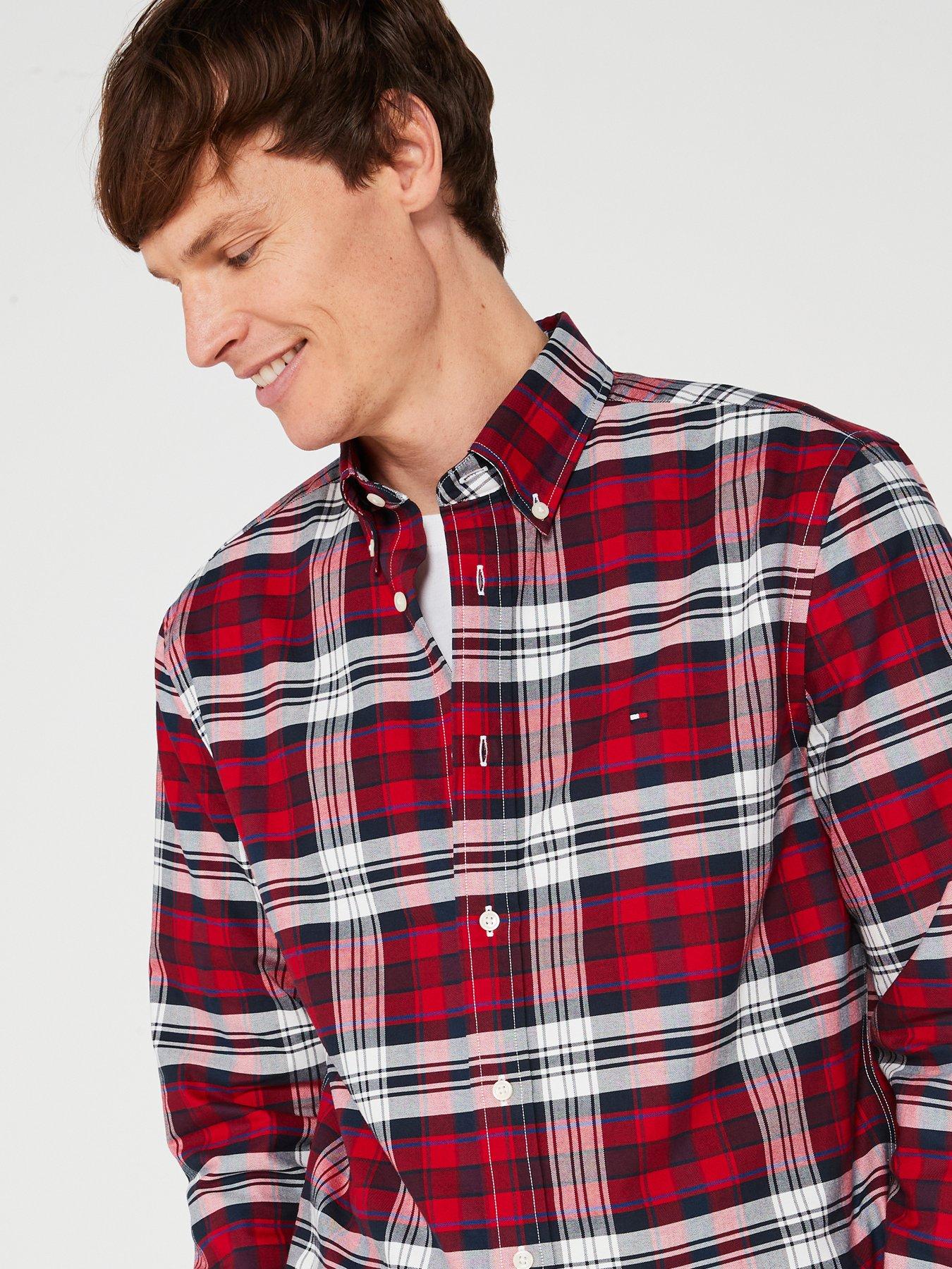  image of tommy-hilfiger-regular-fit-heritage-plaid-oxford-shirt-red