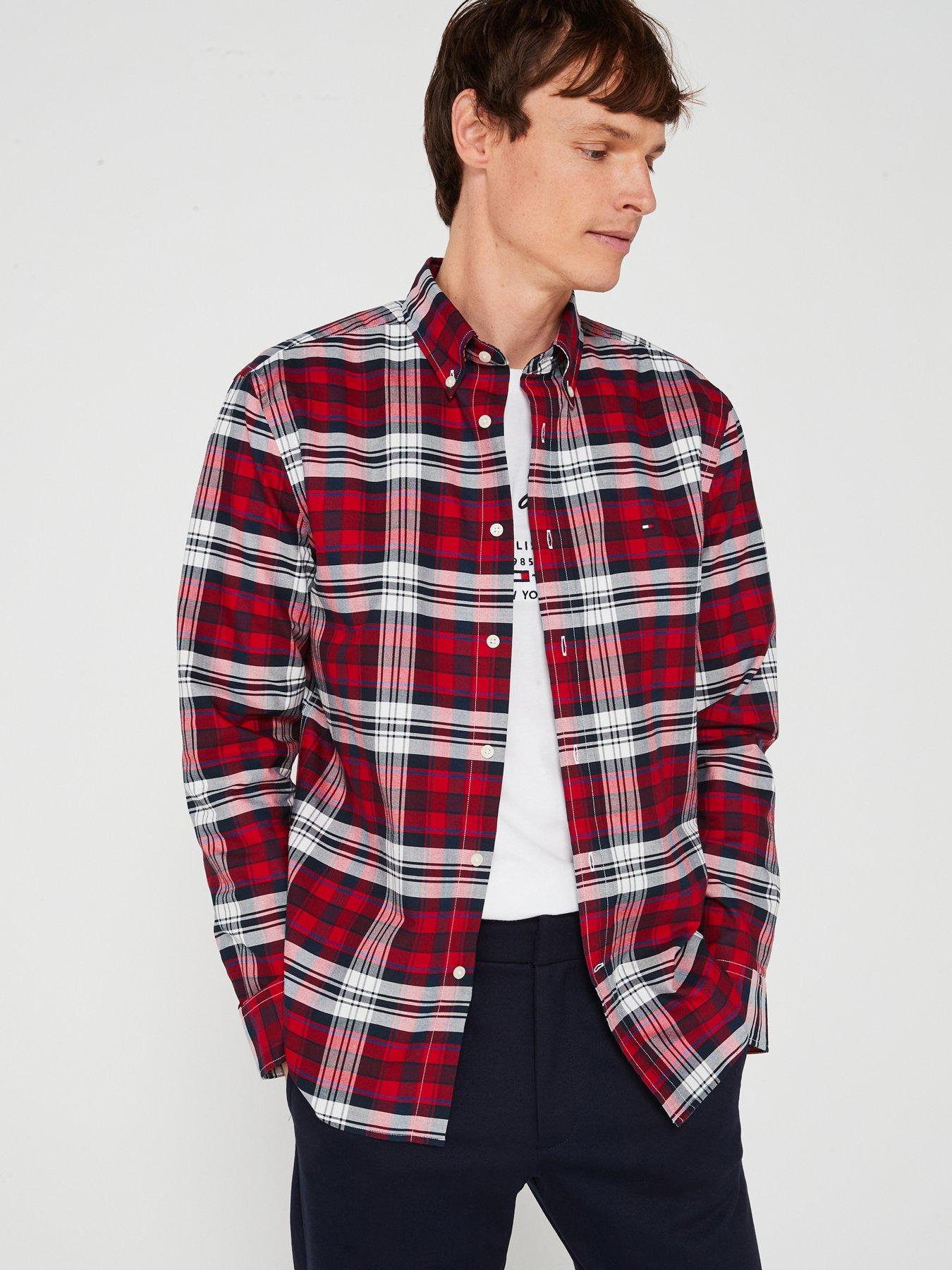  image of tommy-hilfiger-regular-fit-heritage-plaid-oxford-shirt-red