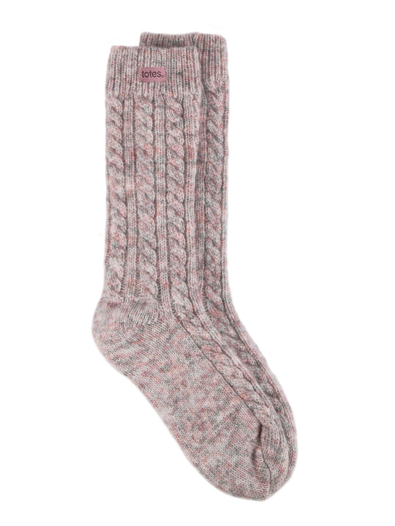 totes-chunky-twist-wool-blend-thermal-boot-socks-pink