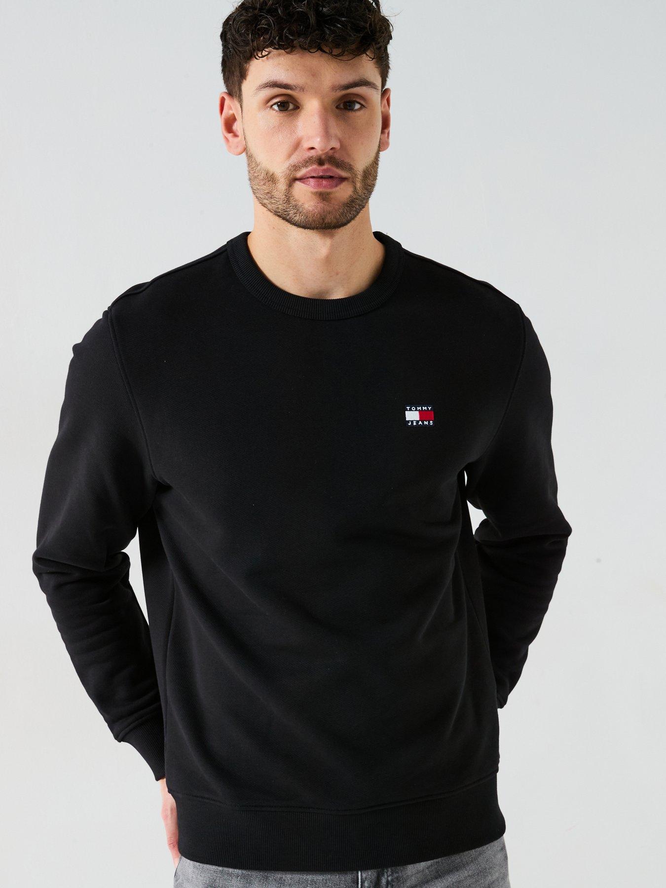 Tommy Jeans Regular Fit Left Chest Badge Crew Sweatshirt - Black