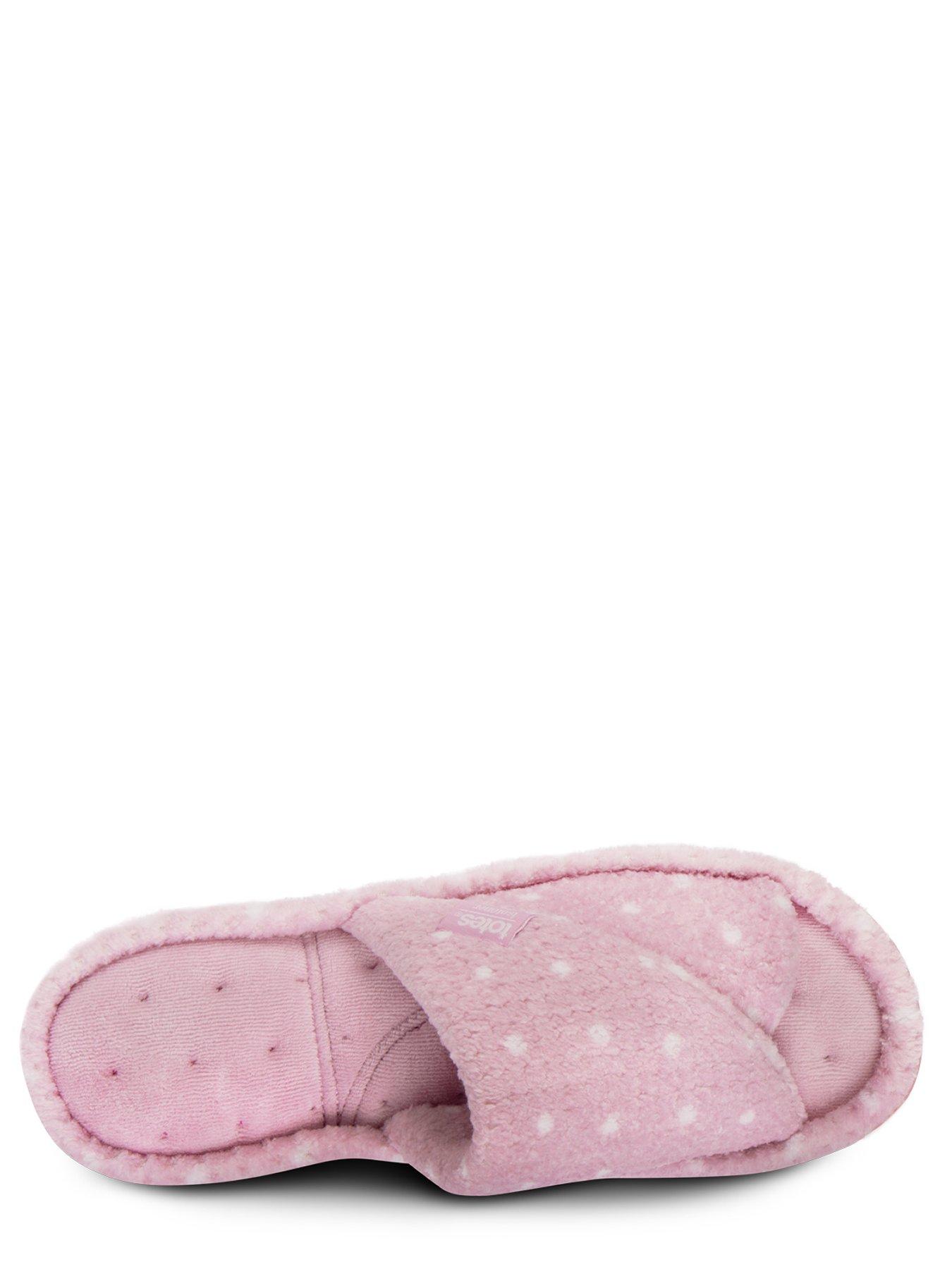  image of totes-isotoner-popcorn-turnover-open-toe-slider-slippers-pink-spot