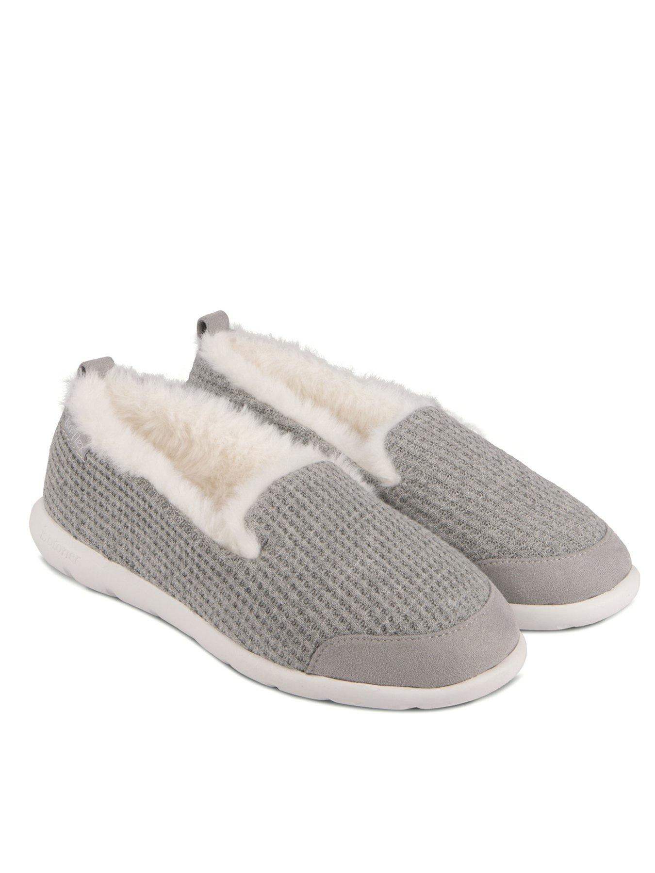 image of totes-isotoner-isoflex-waffle-full-back-slippers-grey