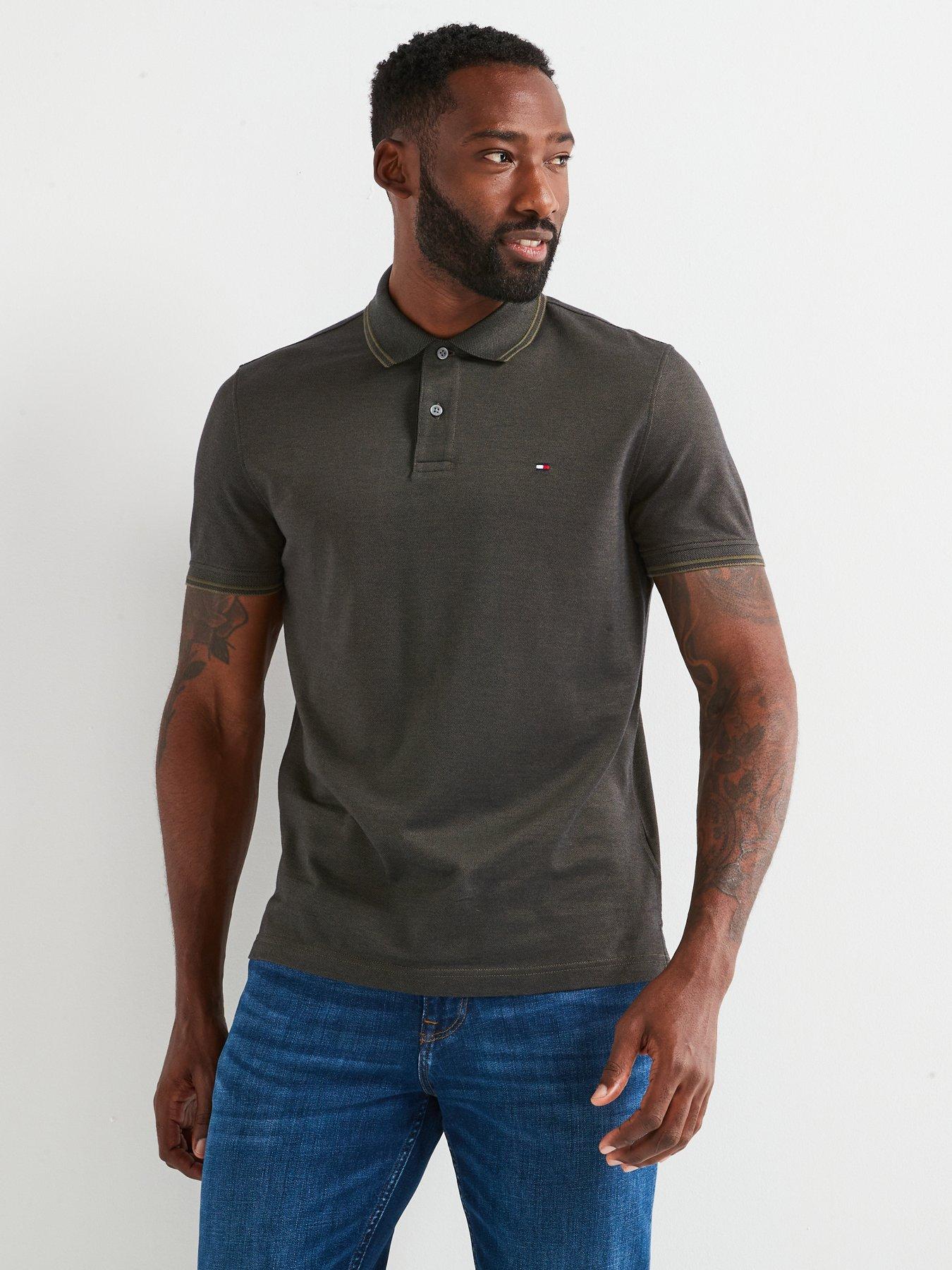 tommy-hilfiger-regular-fit-two-tone-oxford-polo-shirt-khaki-green