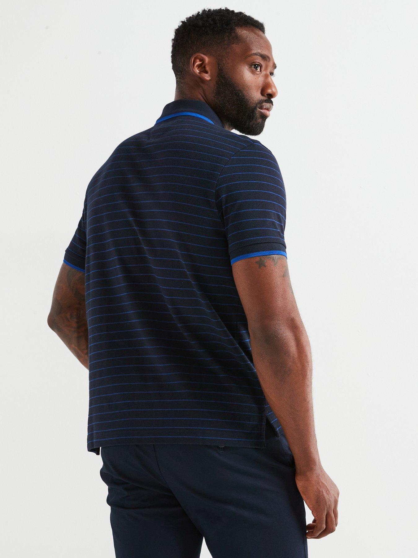  image of tommy-hilfiger-regular-fit-oxford-stripe-polo-shirt-navy