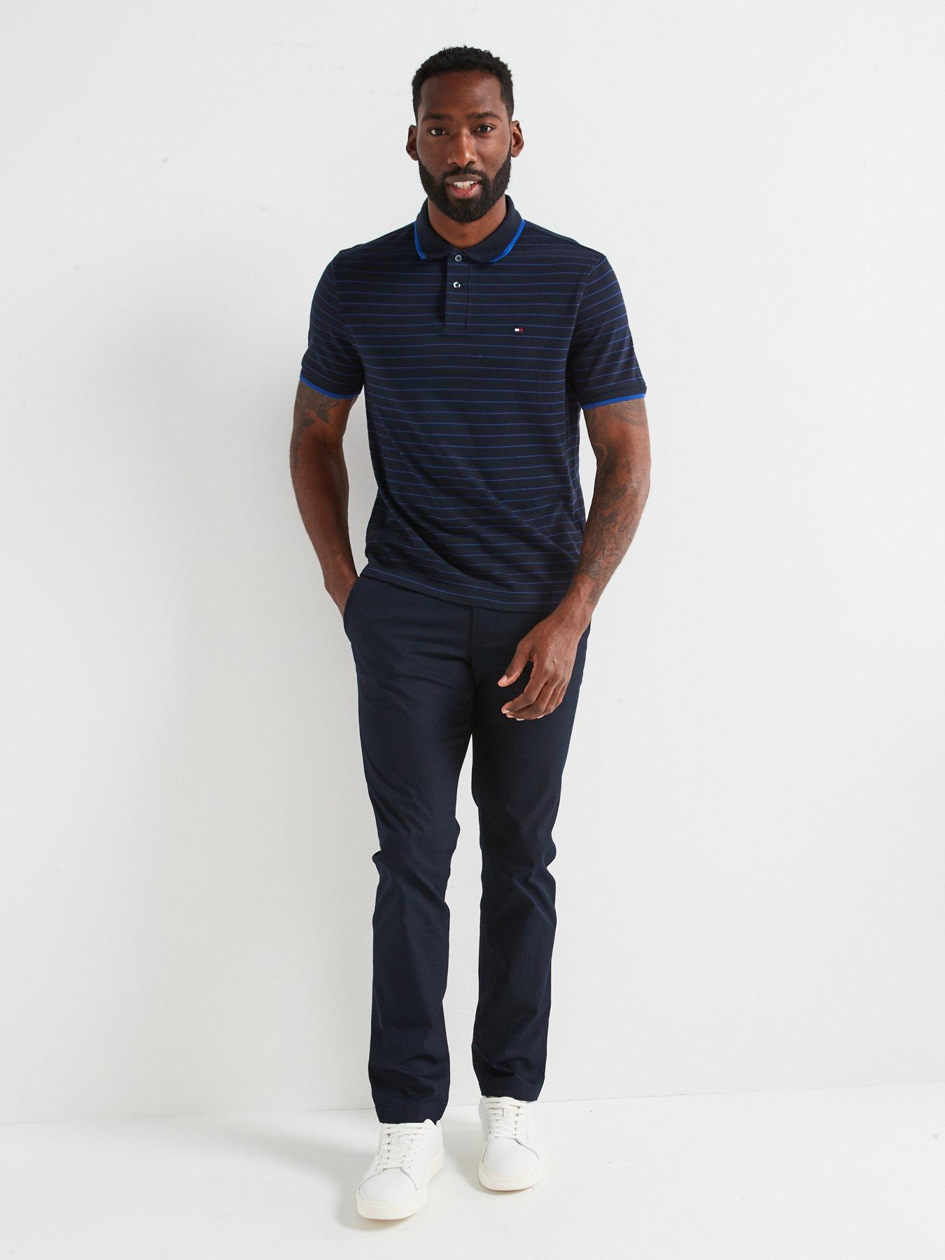  image of tommy-hilfiger-regular-fit-oxford-stripe-polo-shirt-navy