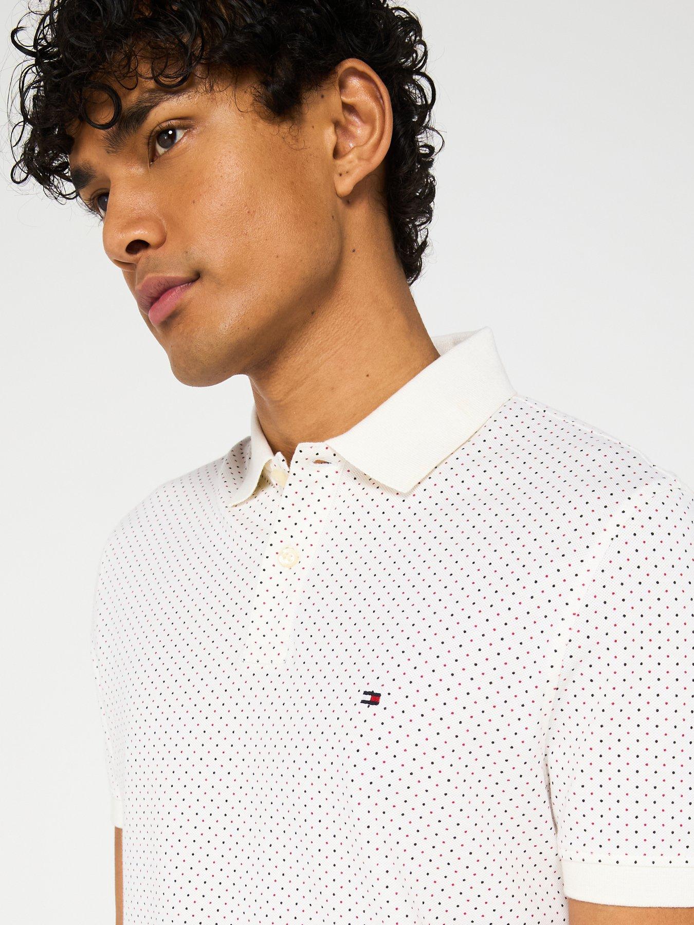  image of tommy-hilfiger-regular-fit-microprint-polo-shirt-beige