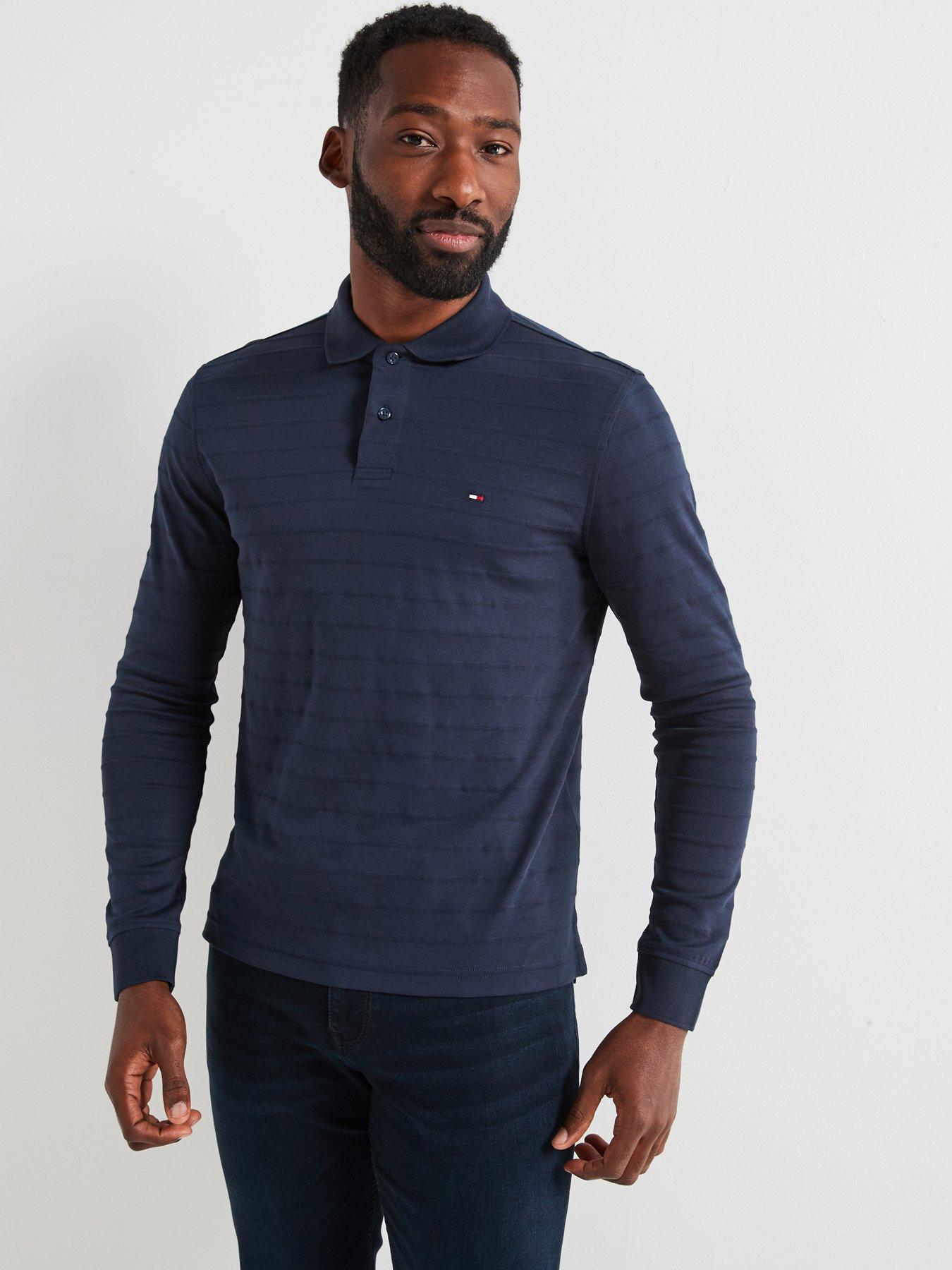 tommy-hilfiger-regular-fit-mercerised-cotton-jacquard-stripe-long-sleeve-polo-shirt-navy