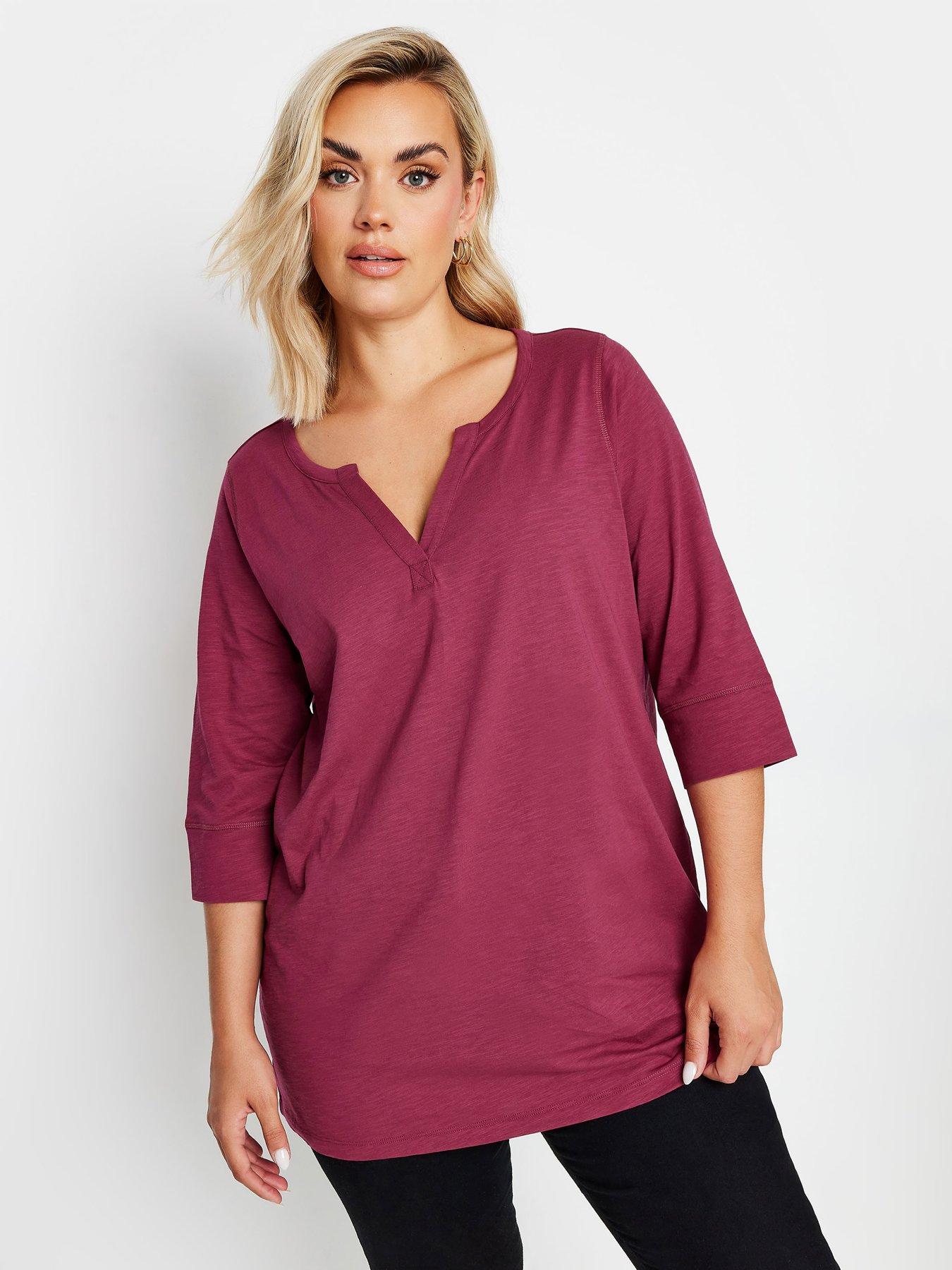 yours-curve-notch-neck-34-sleeve-t-shirt