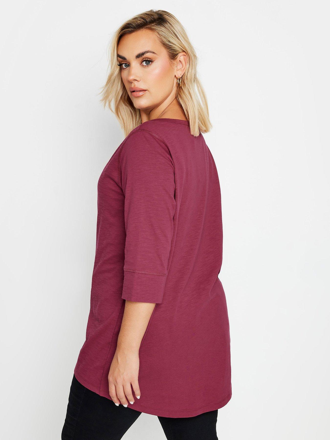  image of yours-curve-notch-neck-34-sleeve-t-shirt