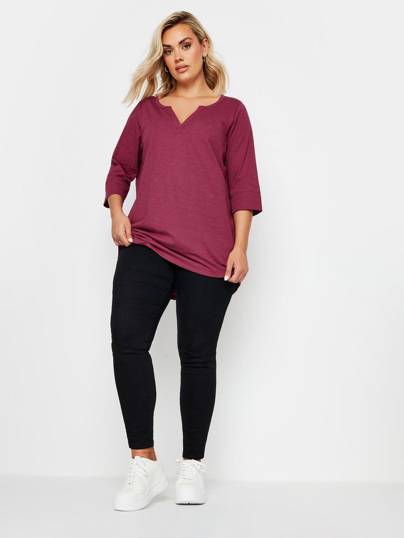  image of yours-curve-notch-neck-34-sleeve-t-shirt