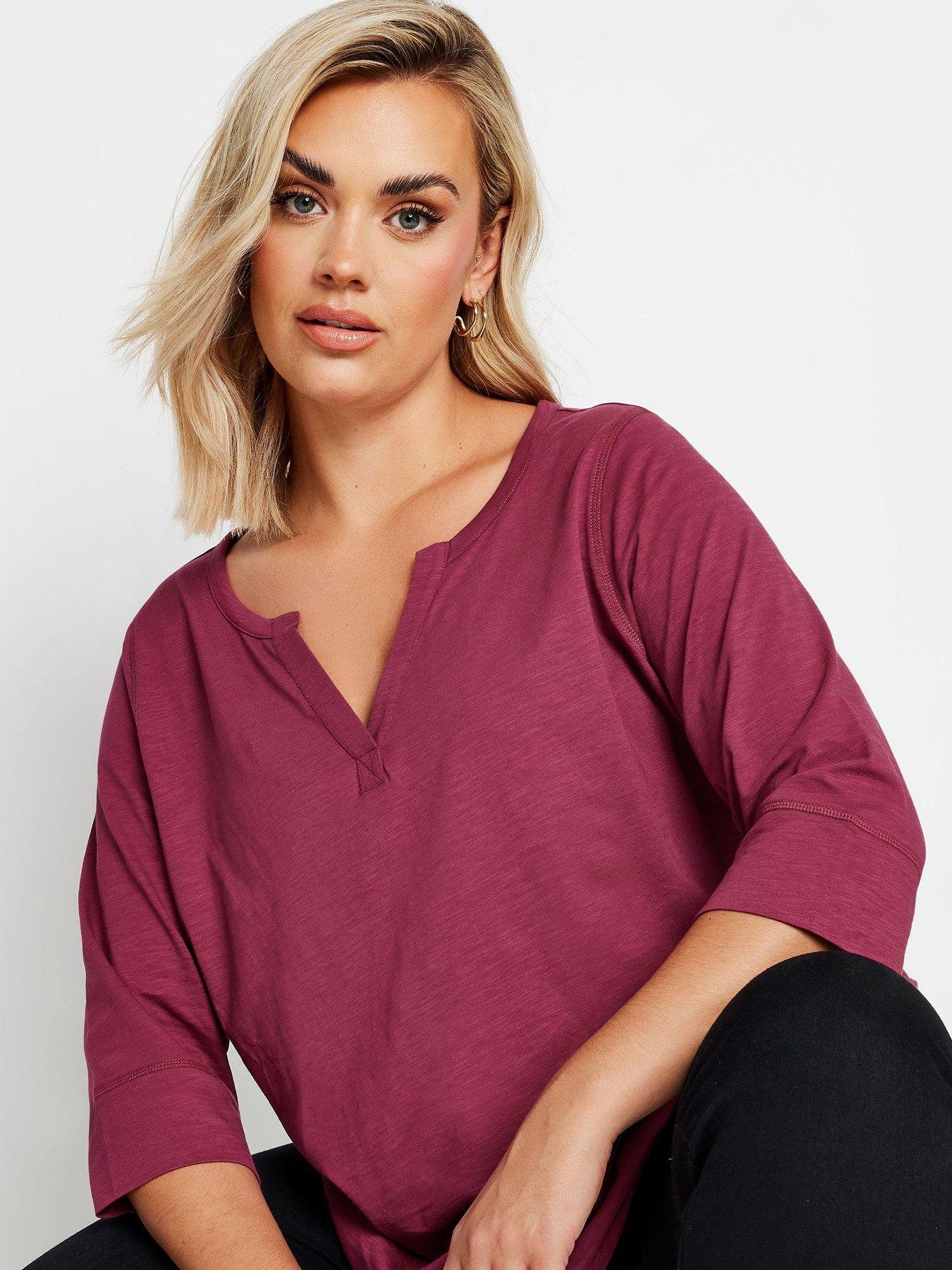  image of yours-curve-notch-neck-34-sleeve-t-shirt