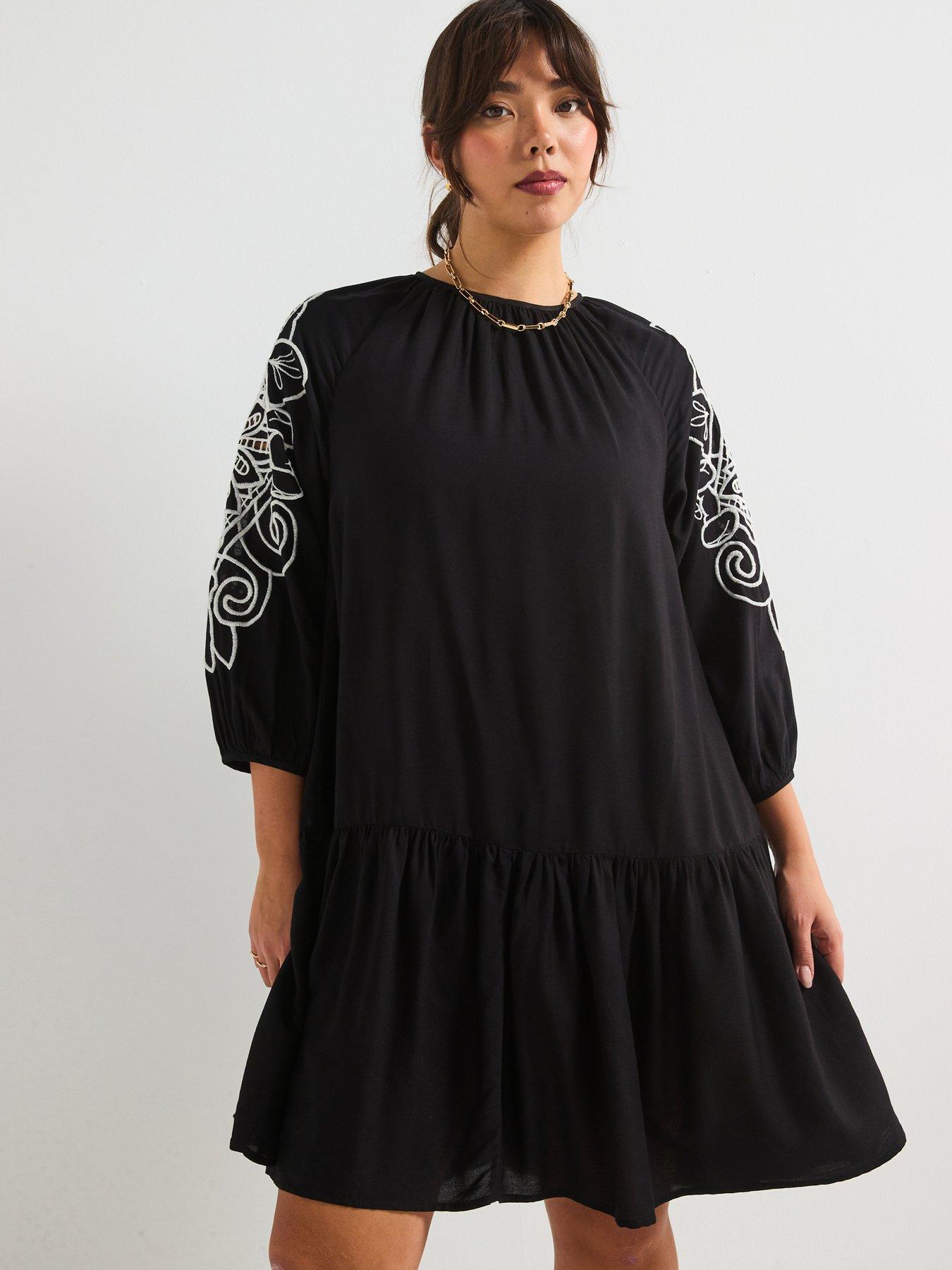 v-by-very-curve-embroidered-sleeve-dress-black