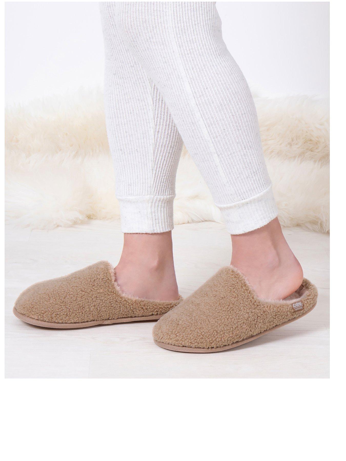  image of totes-isotoner-curly-fur-mule-slippers-natural