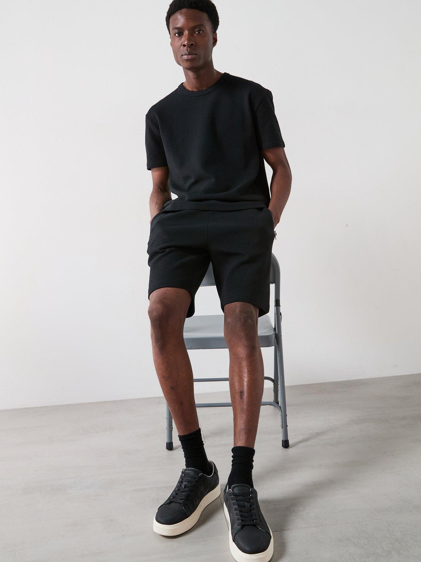  image of very-man-textured-ottoman-shorts-black