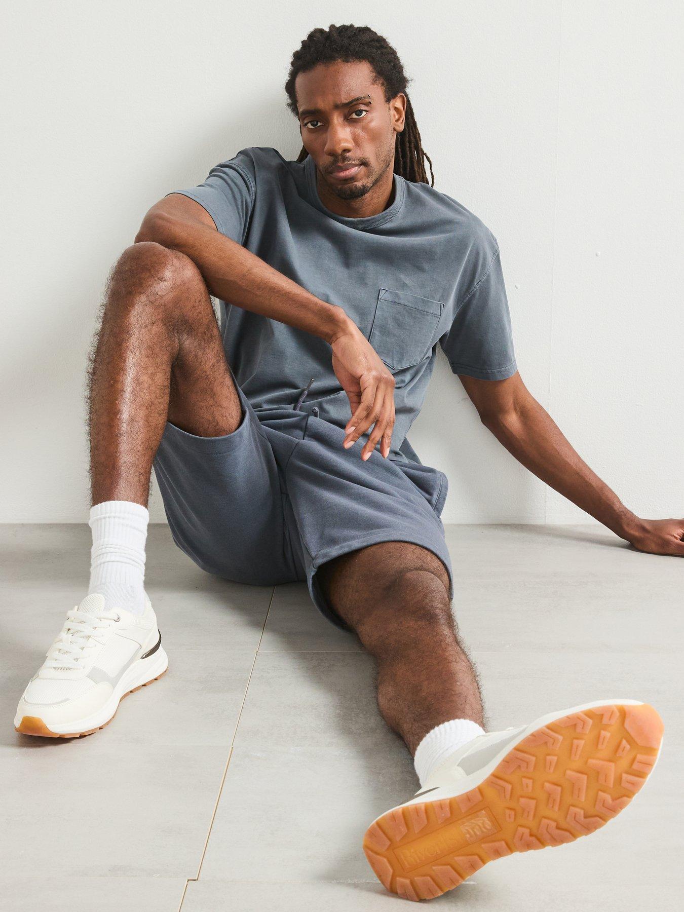 image of very-man-heavyweight-washed-jogger-shorts-dark-blue