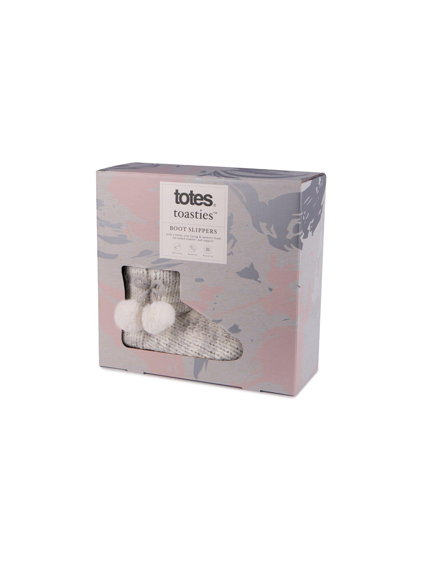  image of totes-space-dye-knitted-boot-slippers-grey