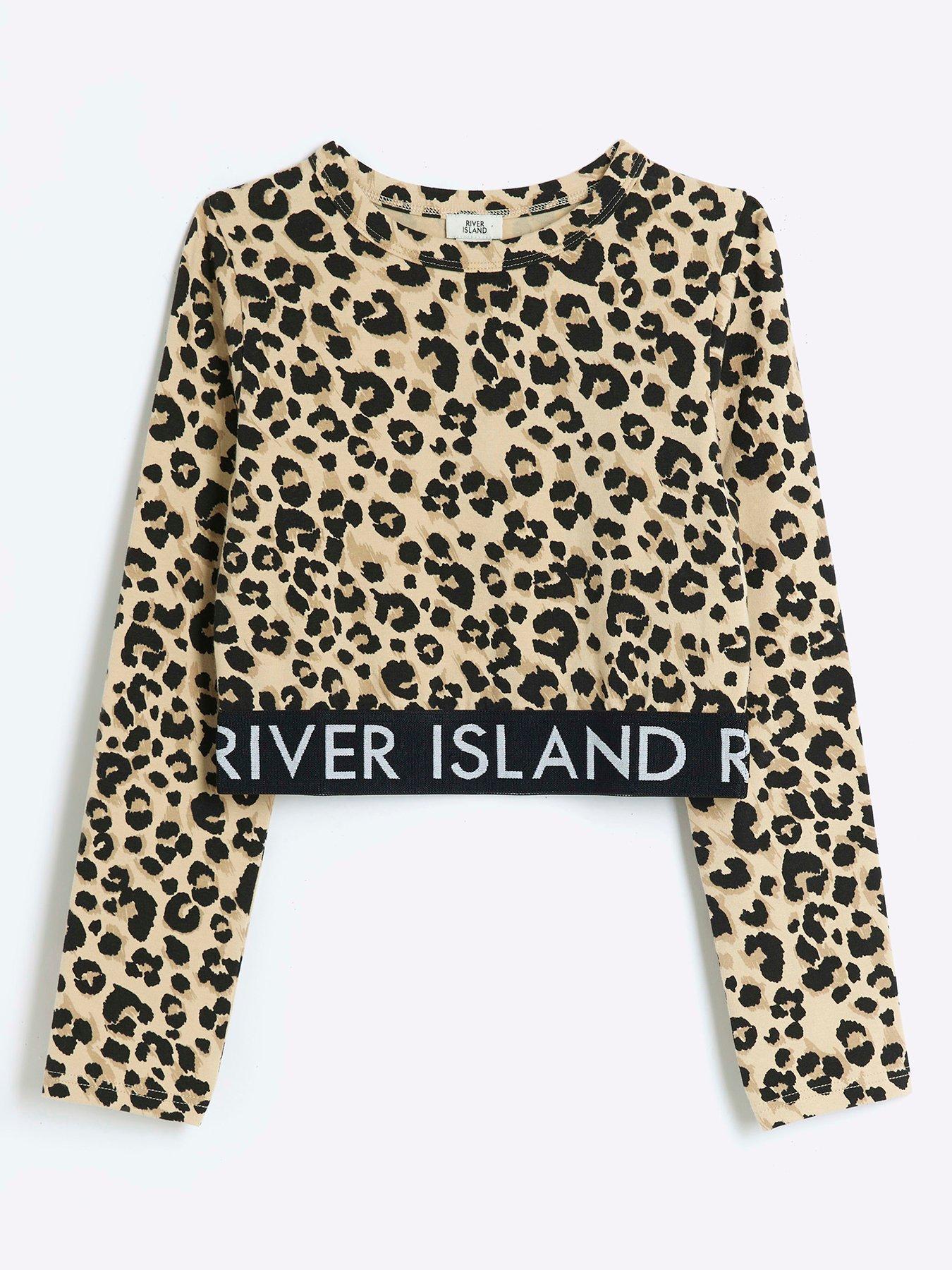 undefined Older Girl Leopard Long Sleeve Top - Cream