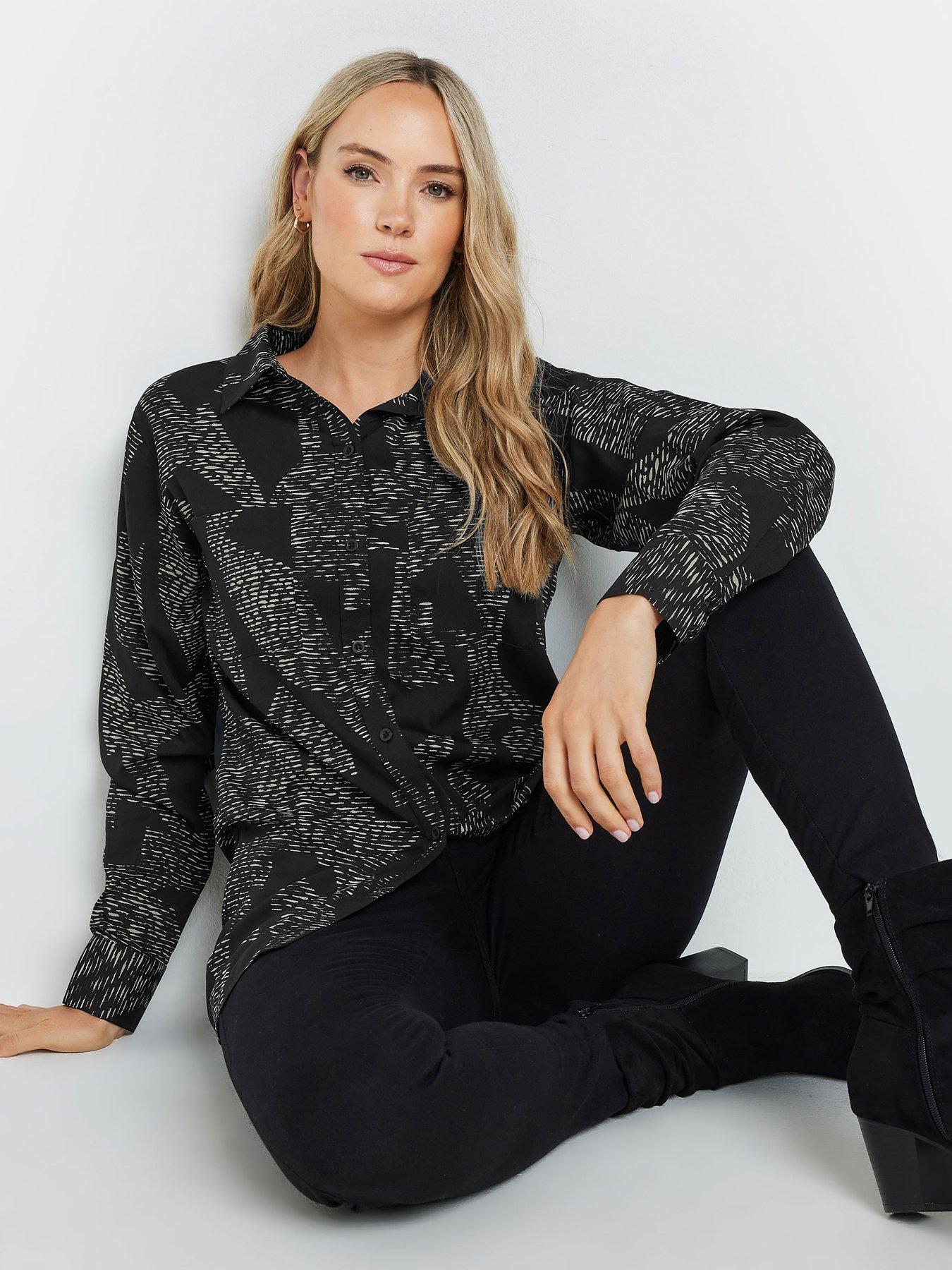  image of long-tall-sally-tall-dash-long-sleeve-shirt-black