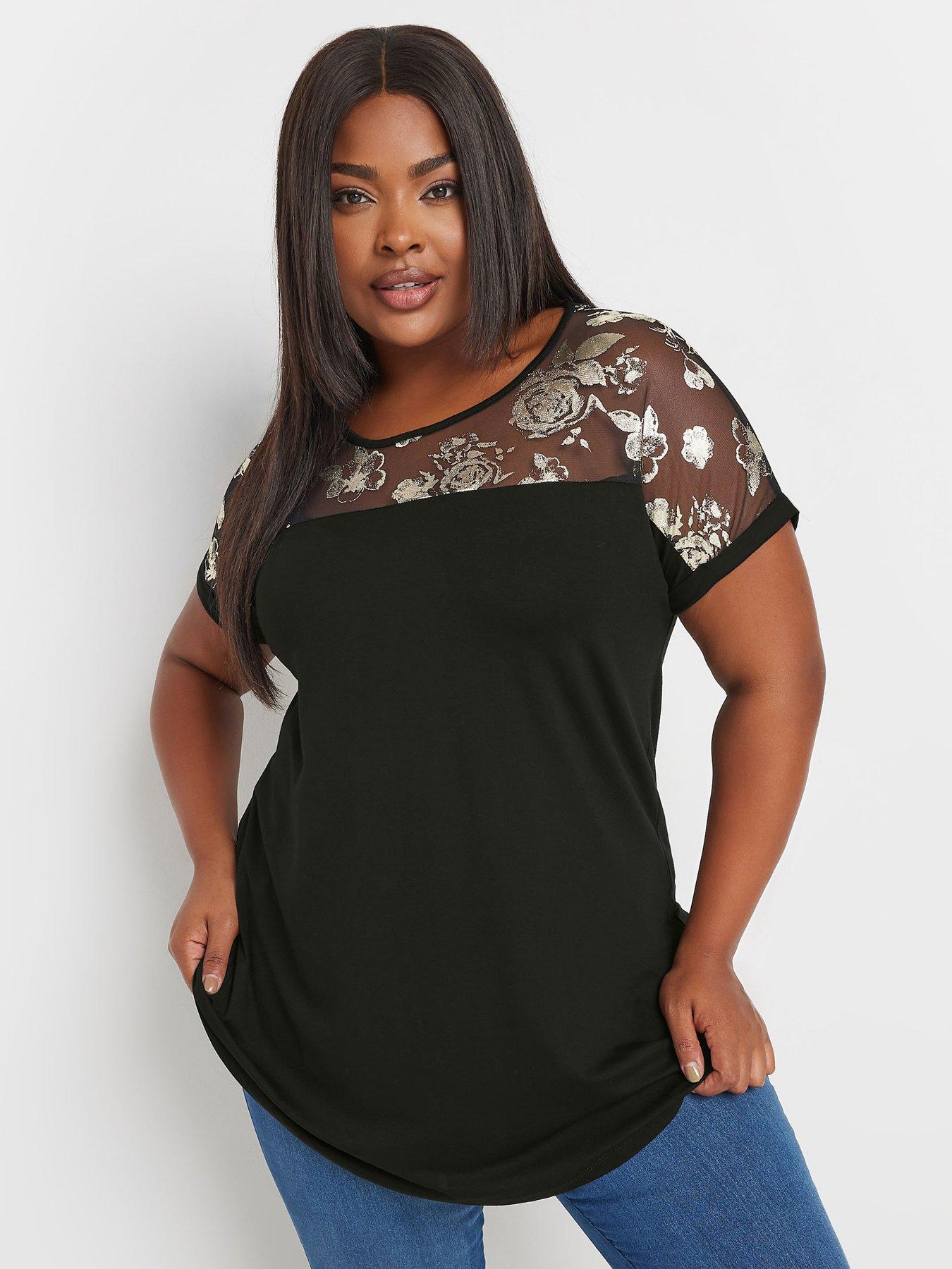 undefined Curve Foil Printed Top - Black