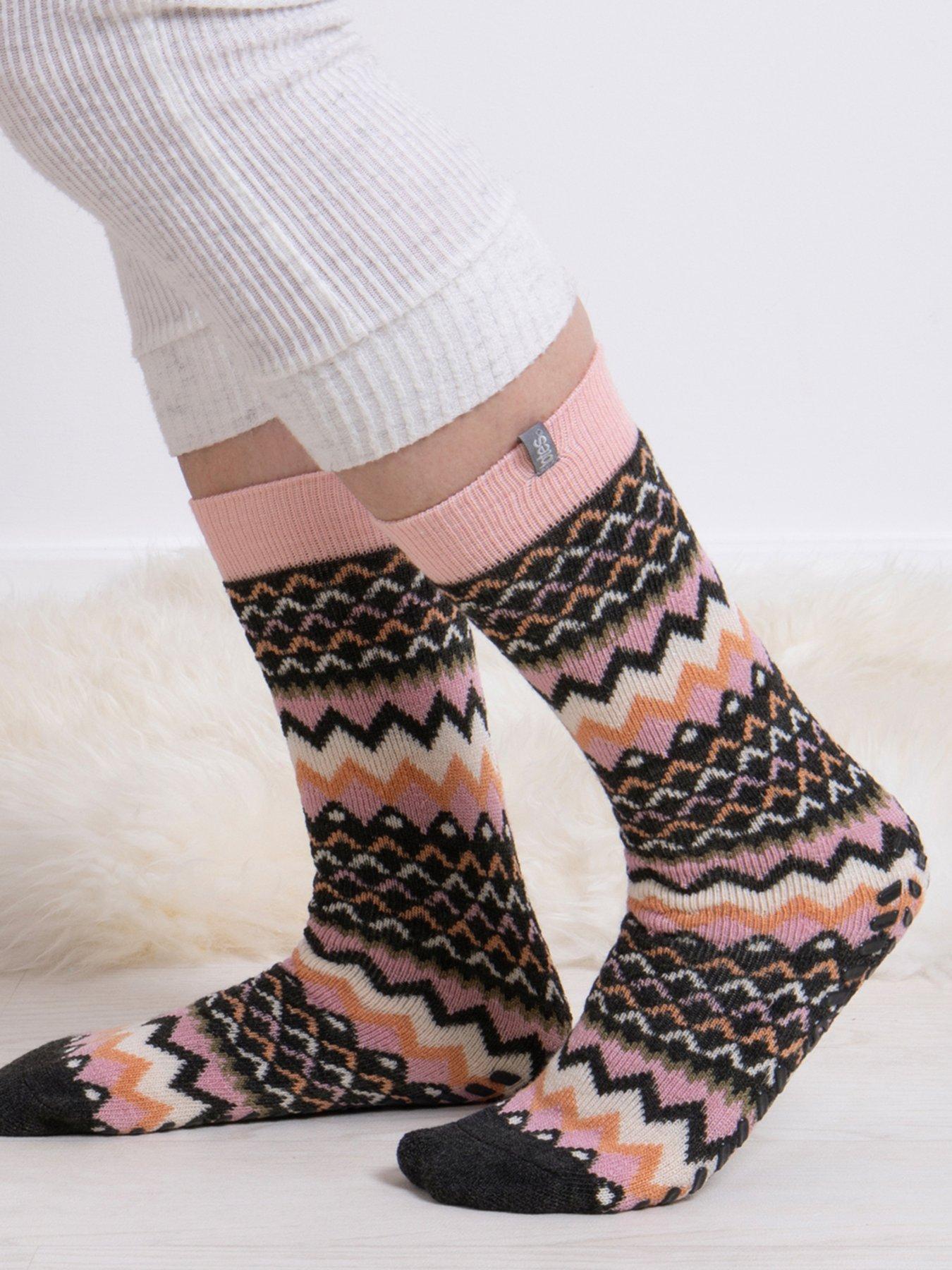  image of totes-2pack-original-rabbitfairisle-slipper-socks-rabbitfairisle-multi