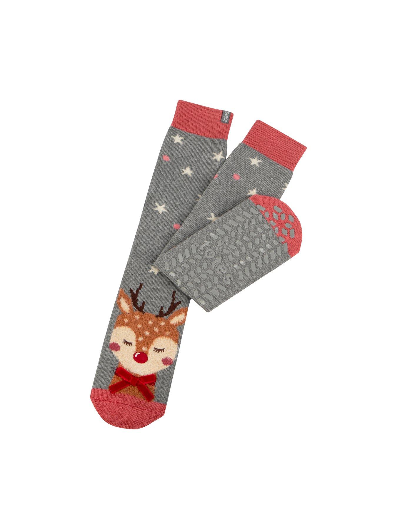 TOTES Original Reindeer Slipper Socks - Reindeer Print