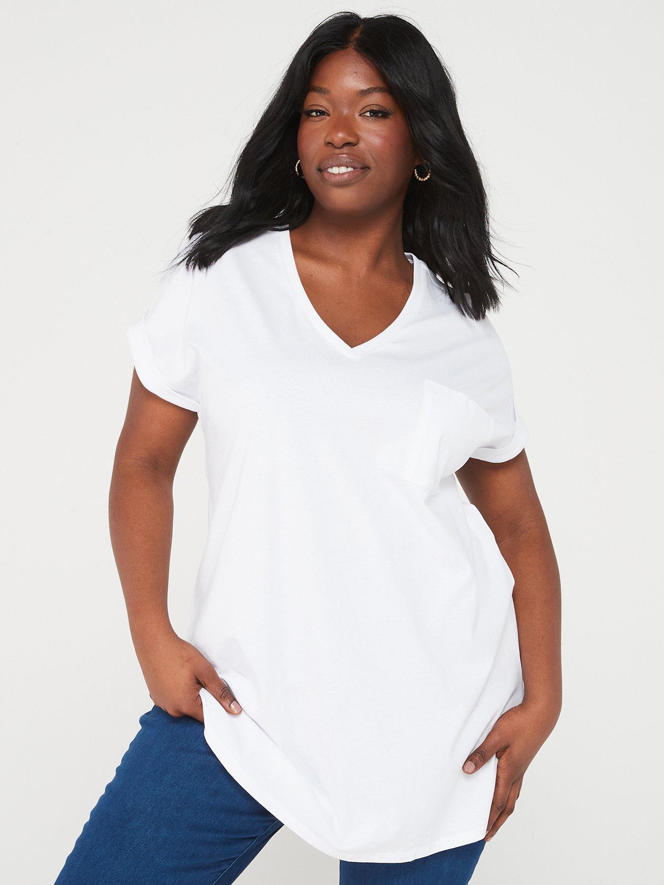 V by Very Curve V Neck Pocket Tee