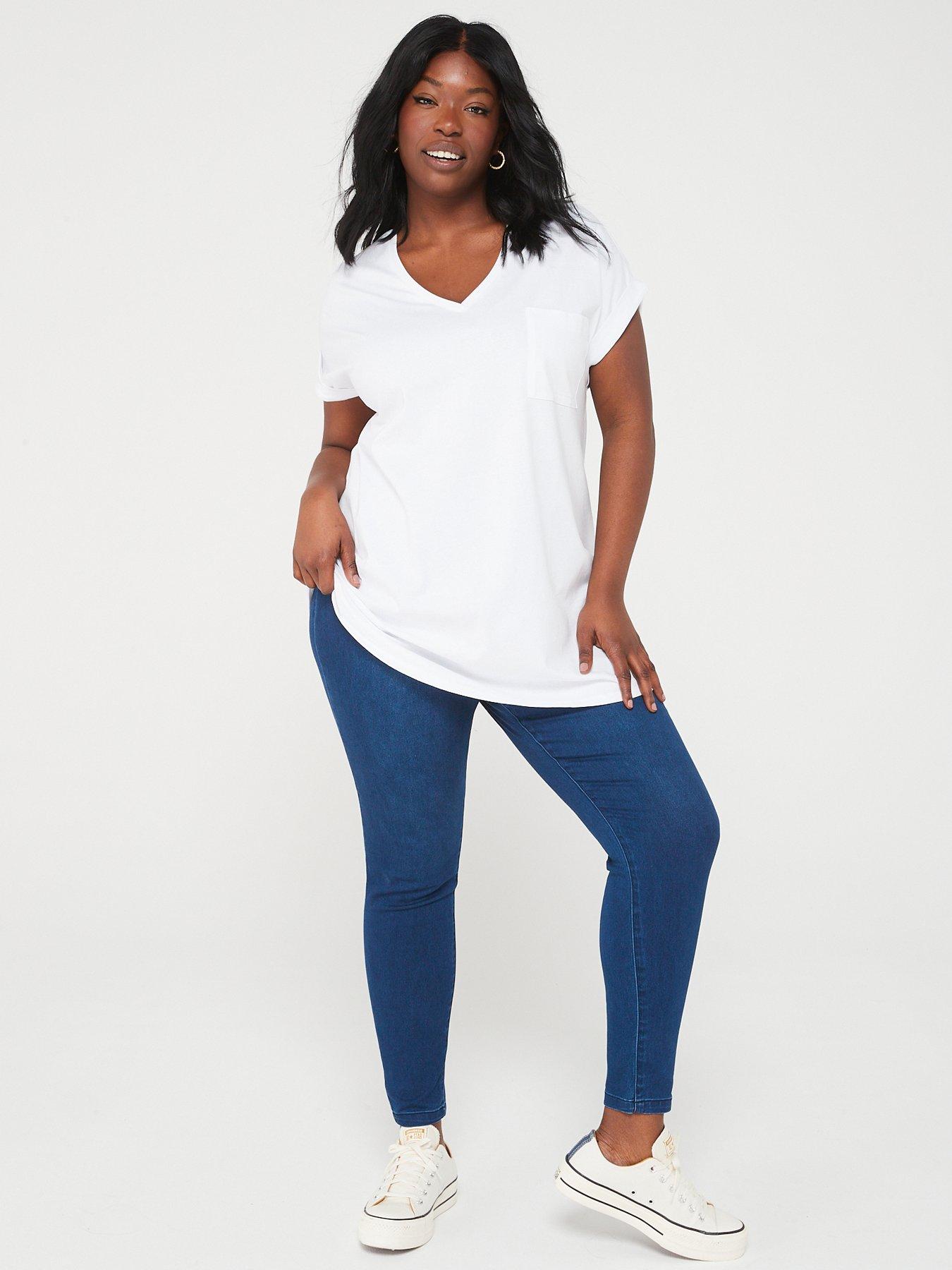  image of v-by-very-curve-v-neck-pocket-tee