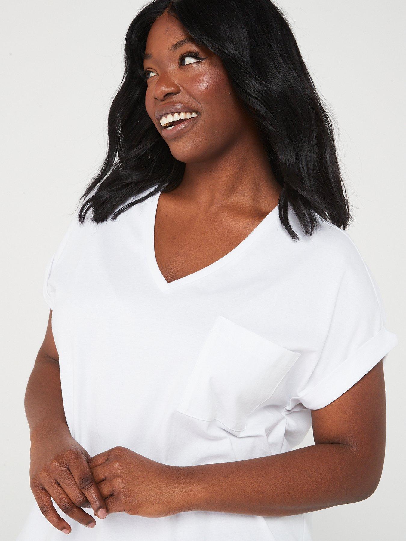  image of v-by-very-curve-v-neck-pocket-tee