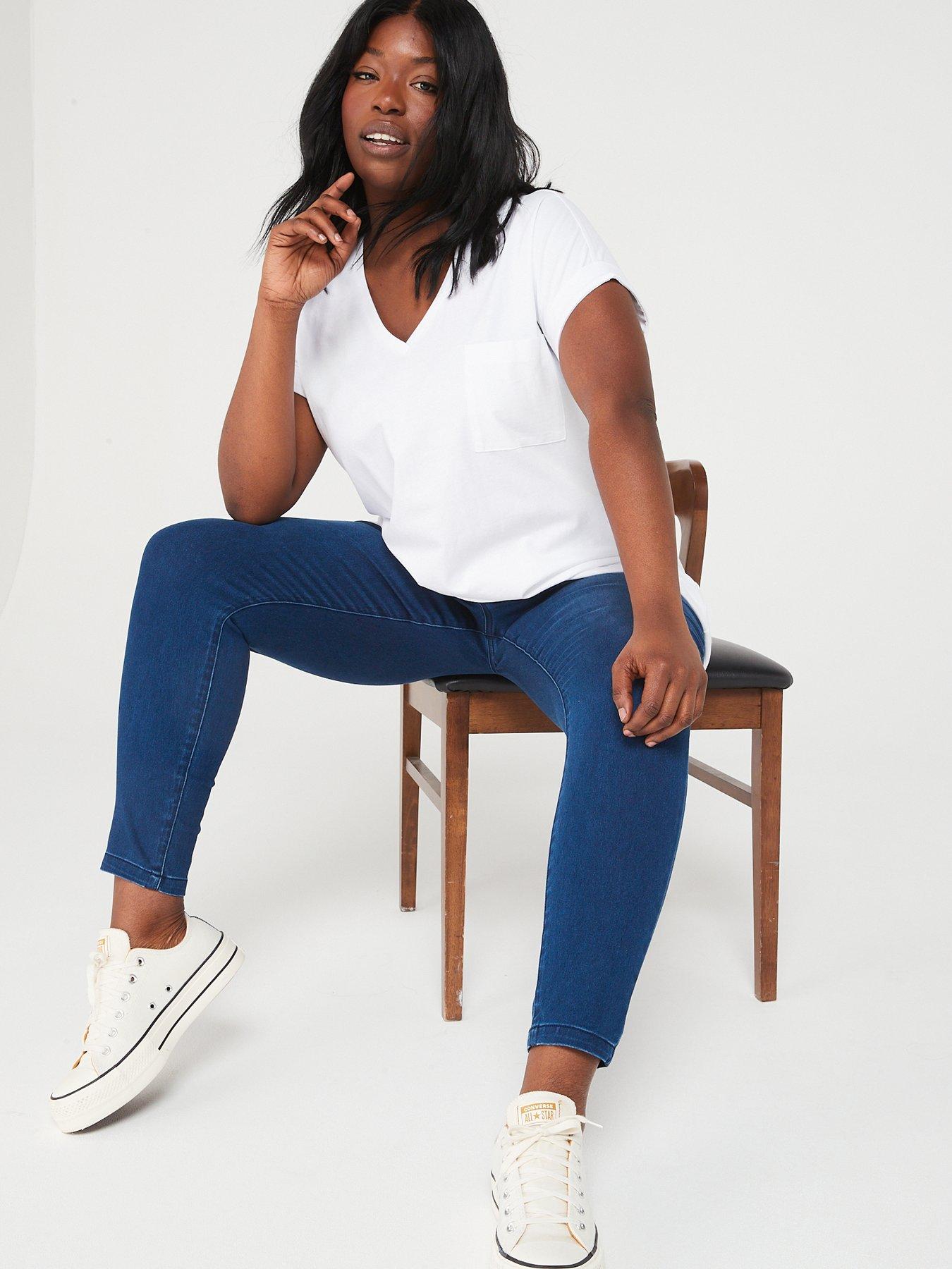  image of v-by-very-curve-v-neck-pocket-tee