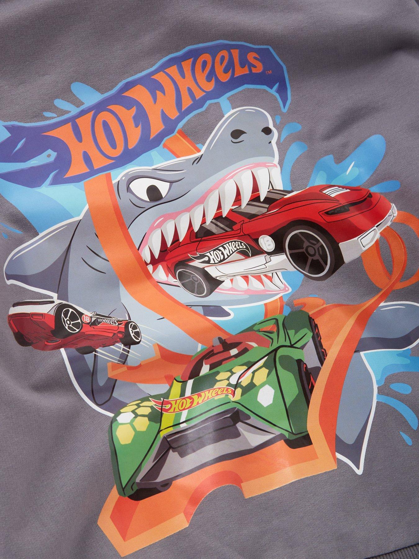  image of hot-wheels-zip-through-shark-hoodie-grey