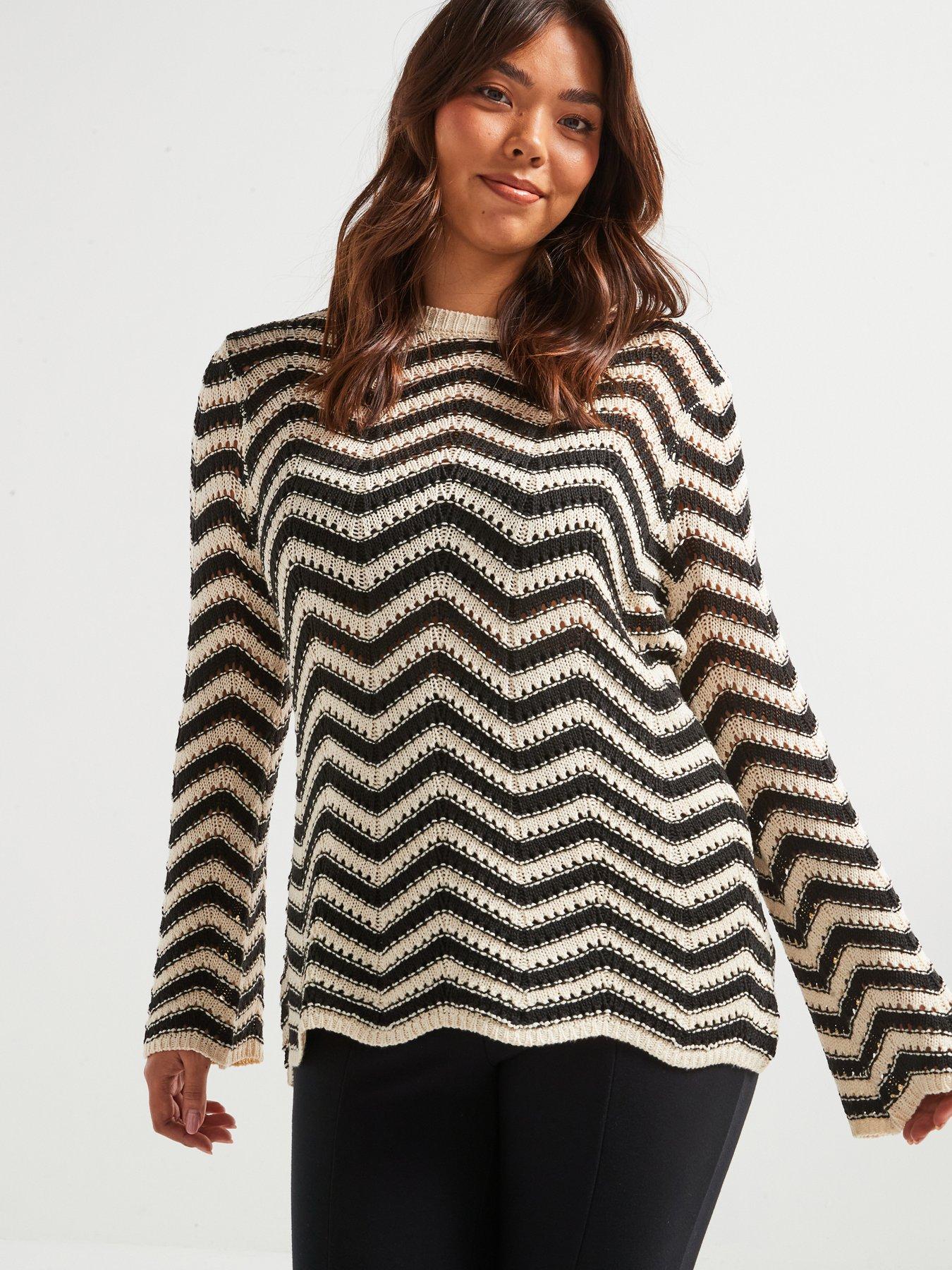 v-by-very-curve-chevron-fluted-sleeve-jumper-black
