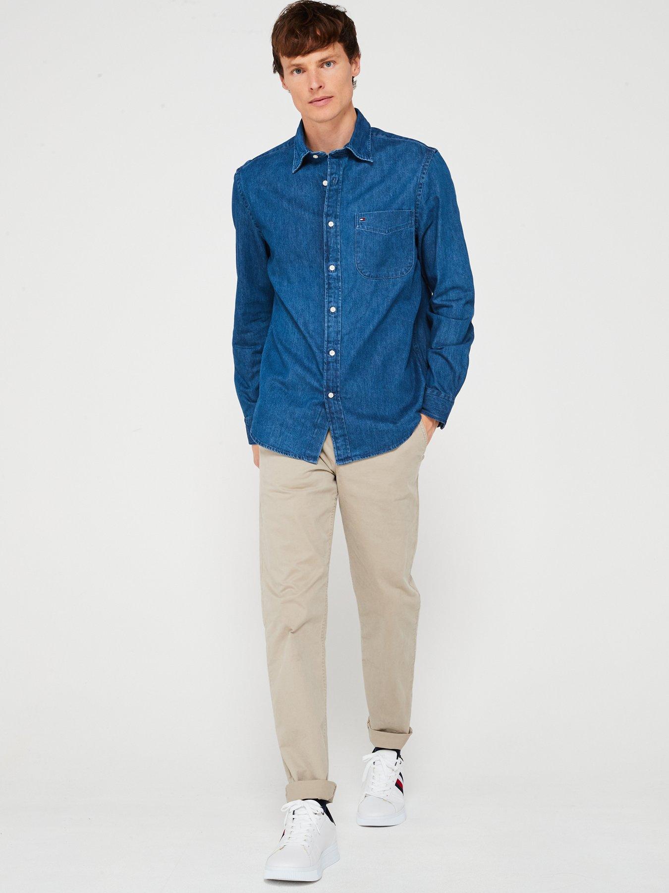  image of tommy-hilfiger-denim-regular-fit-shirt-dark-blue