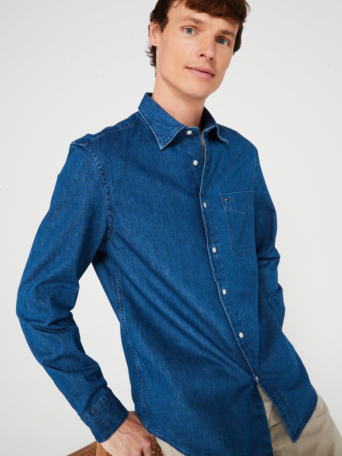  image of tommy-hilfiger-denim-regular-fit-shirt-dark-blue
