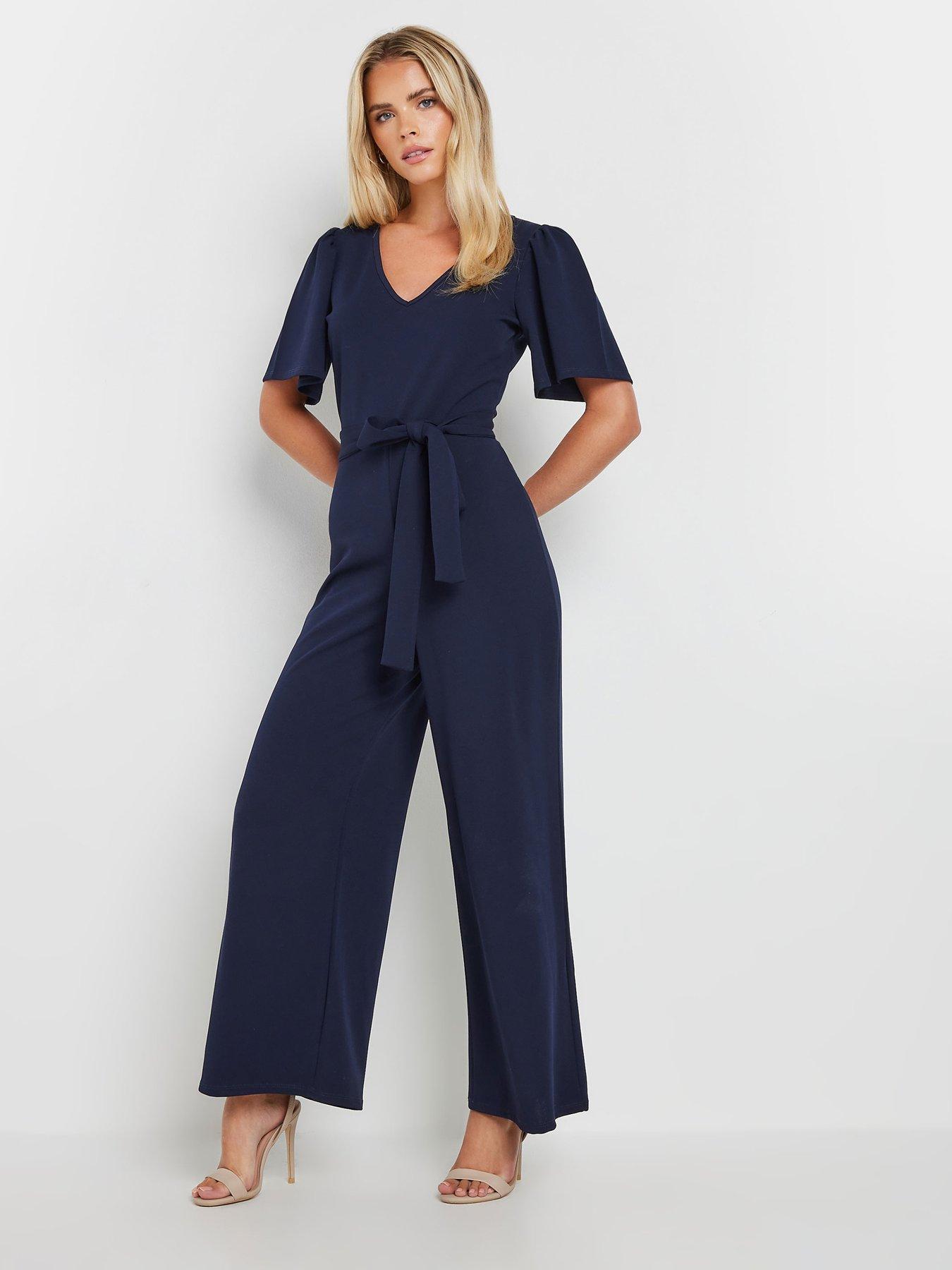 M Co Petite Angel Sleeve Jumpsuit Blue littlewoods