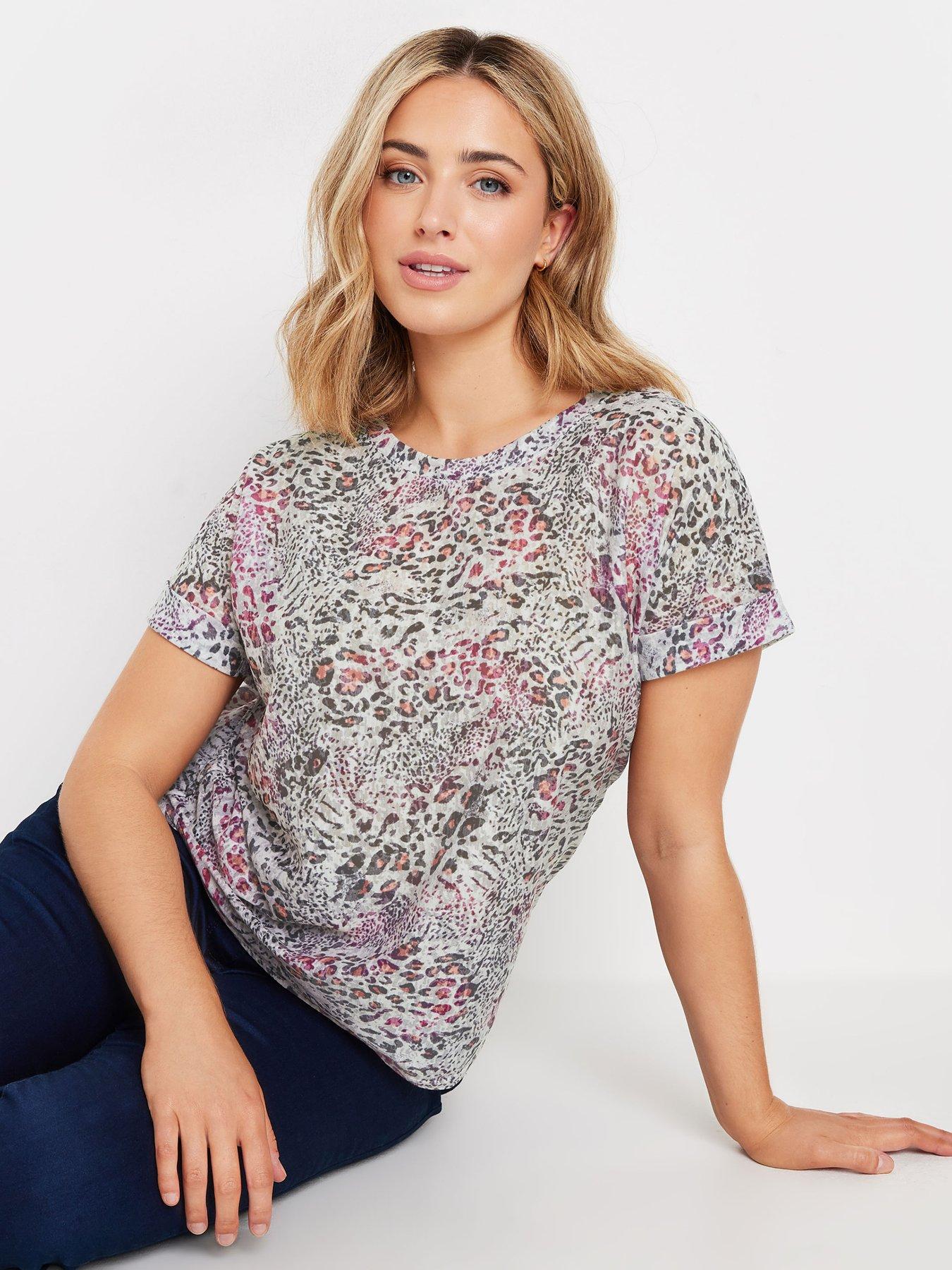  image of mco-pink-animal-burn-out-short-sleeve-top