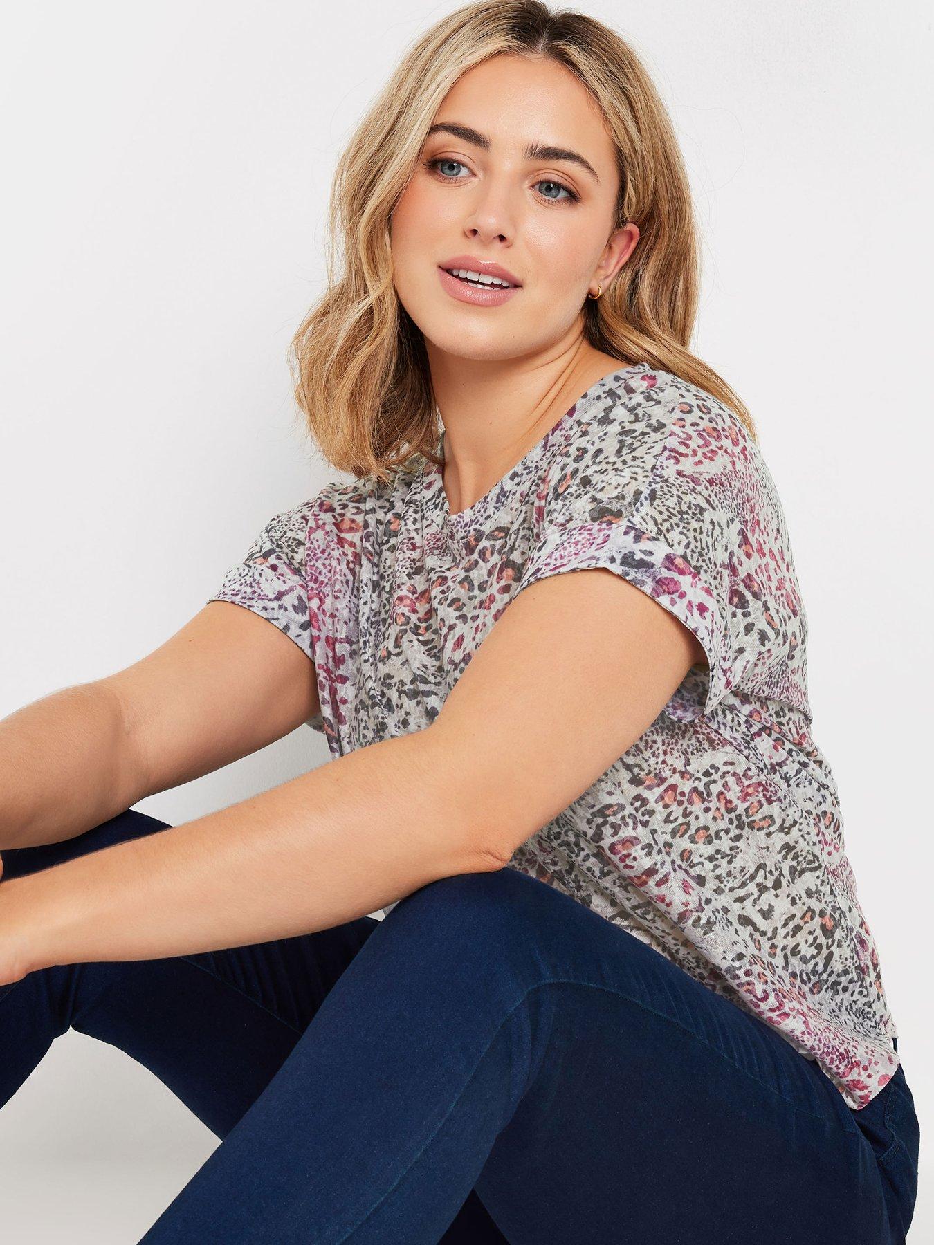  image of mco-pink-animal-burn-out-short-sleeve-top