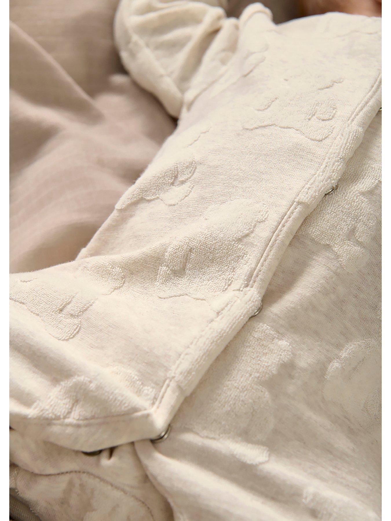  image of mamas-papas-baby-unisex-teddy-bear-textured-sleepsuit-beige
