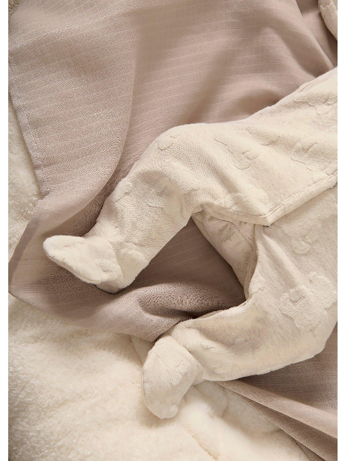  image of mamas-papas-baby-unisex-teddy-bear-textured-sleepsuit-beige