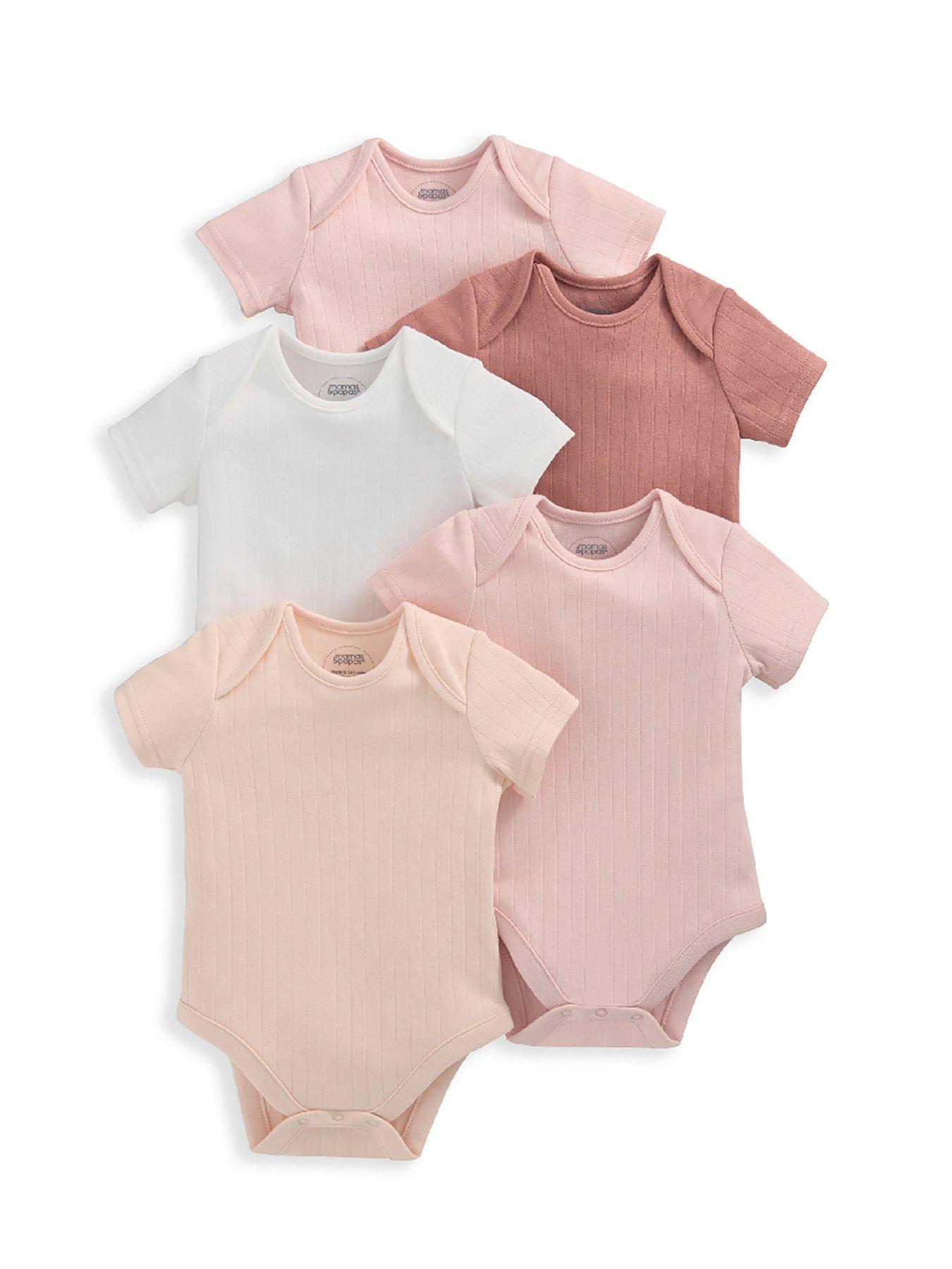 Mamas Papas Baby Girls Pack Rib Short Sleeve Bodysuits Multi - Main Image