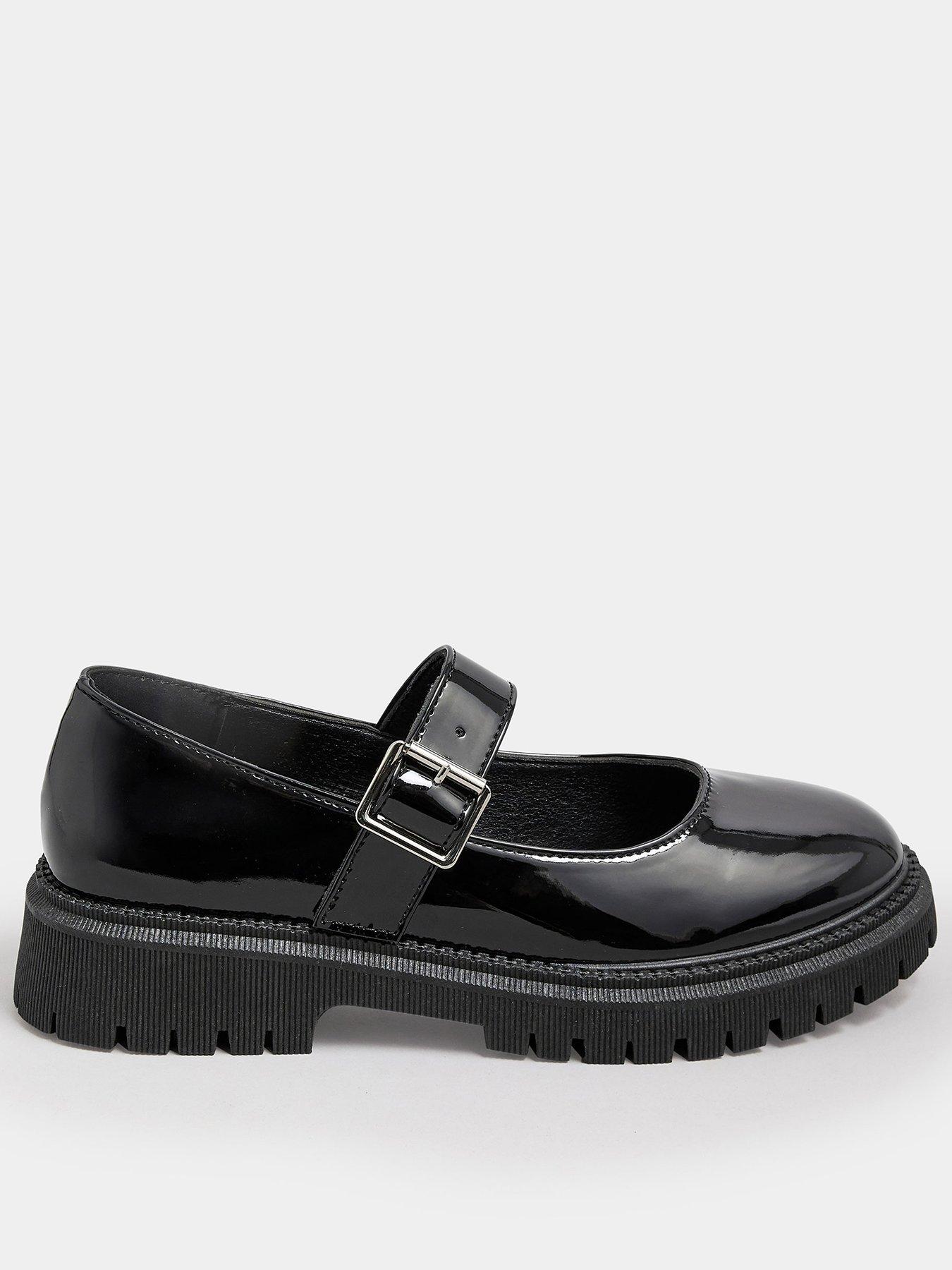 Yours Extra Wide Fit Chunky Mary Jane Patent Black Littlewoods