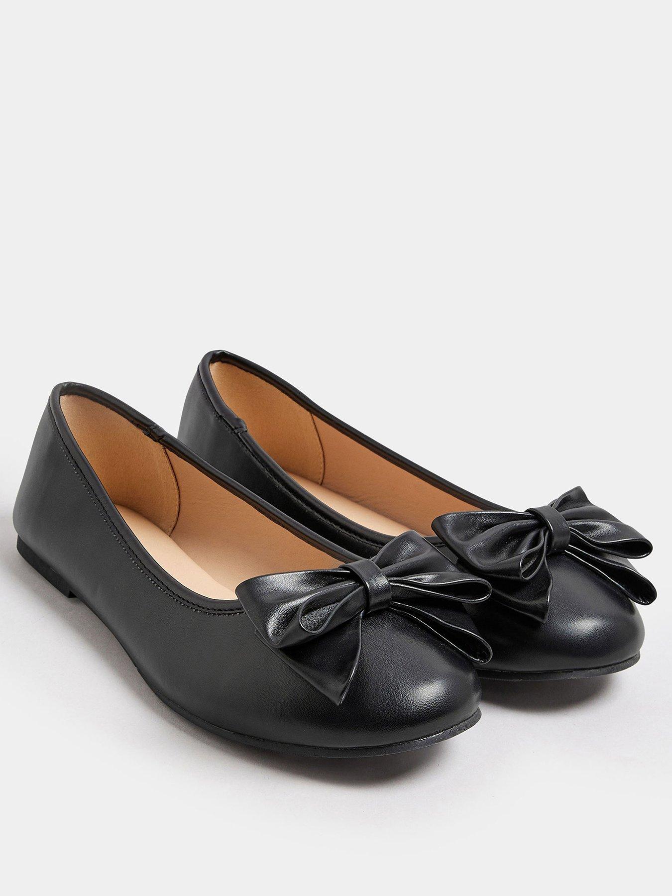  image of yours-extra-wide-fit-bow-ballet-pumps-black