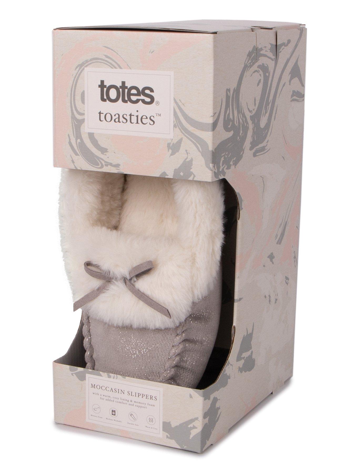  image of totes-sparkle-moccasin-slippers-grey