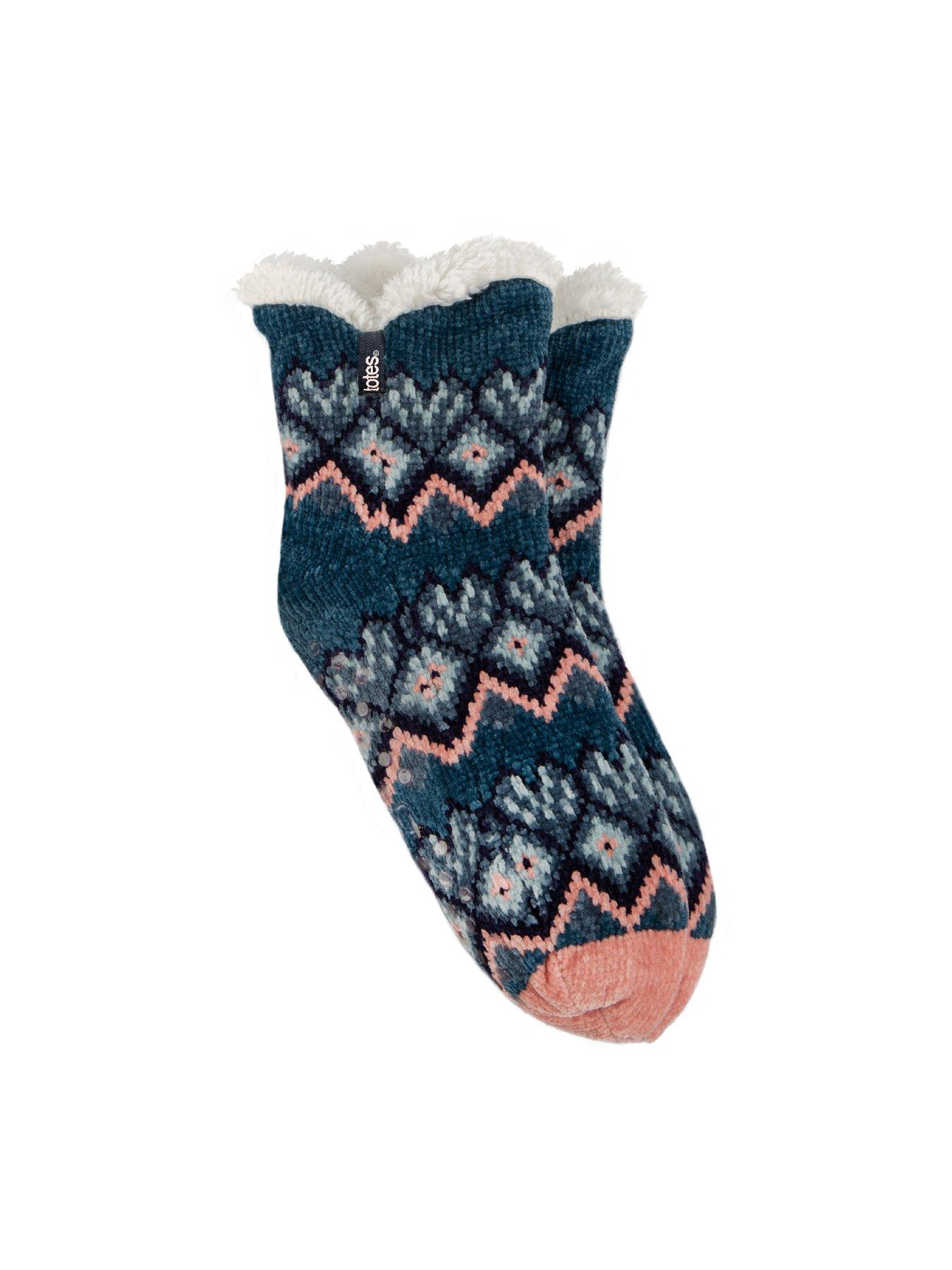 undefined Crop Chenille Knitted Slipper Socks - Multi
